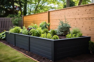 Modern Raised Garden Bed In A Backyard Setting