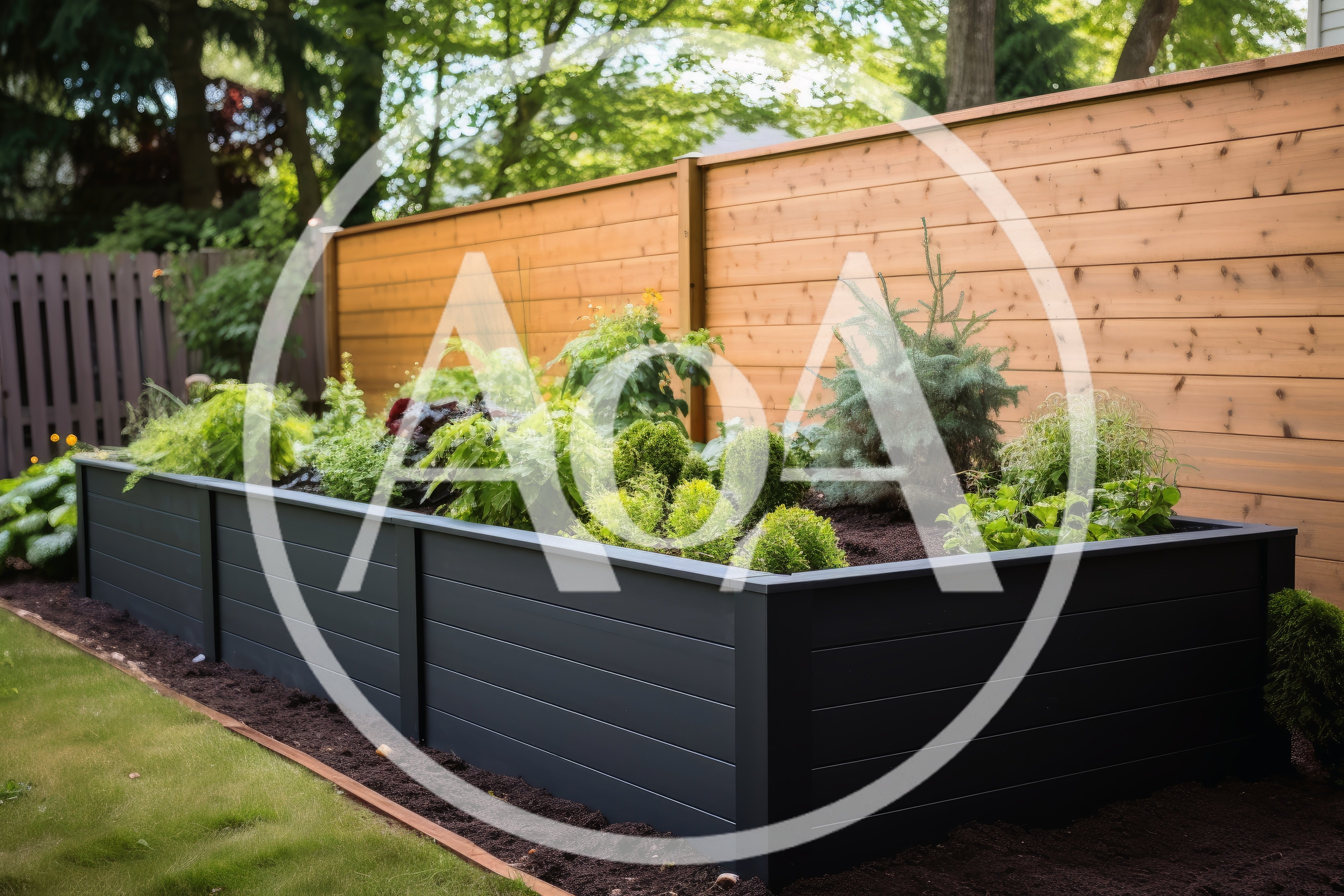 Modern Raised Garden Bed In A Backyard Setting