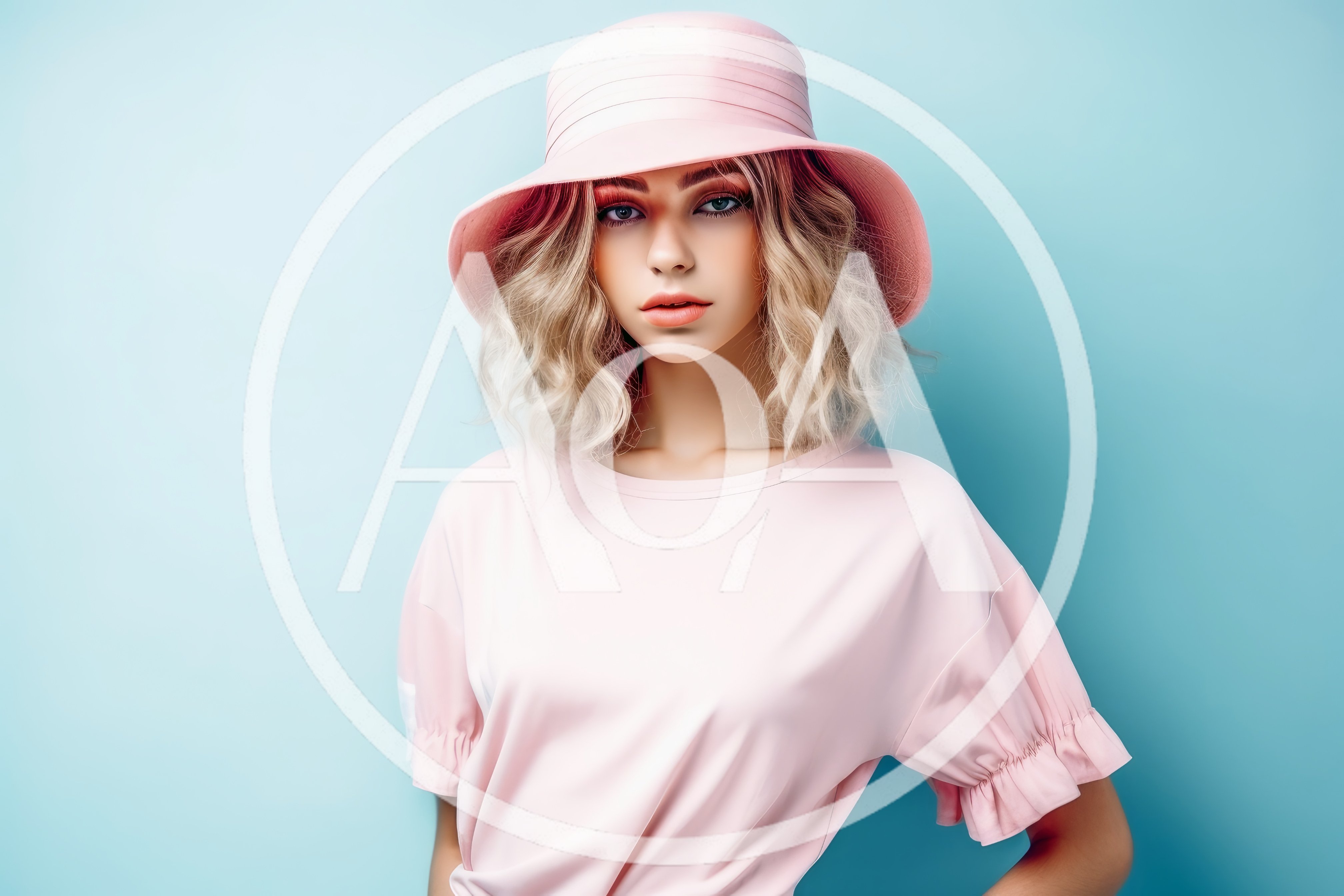 Young Woman Wearing Pink Hat And Shirt