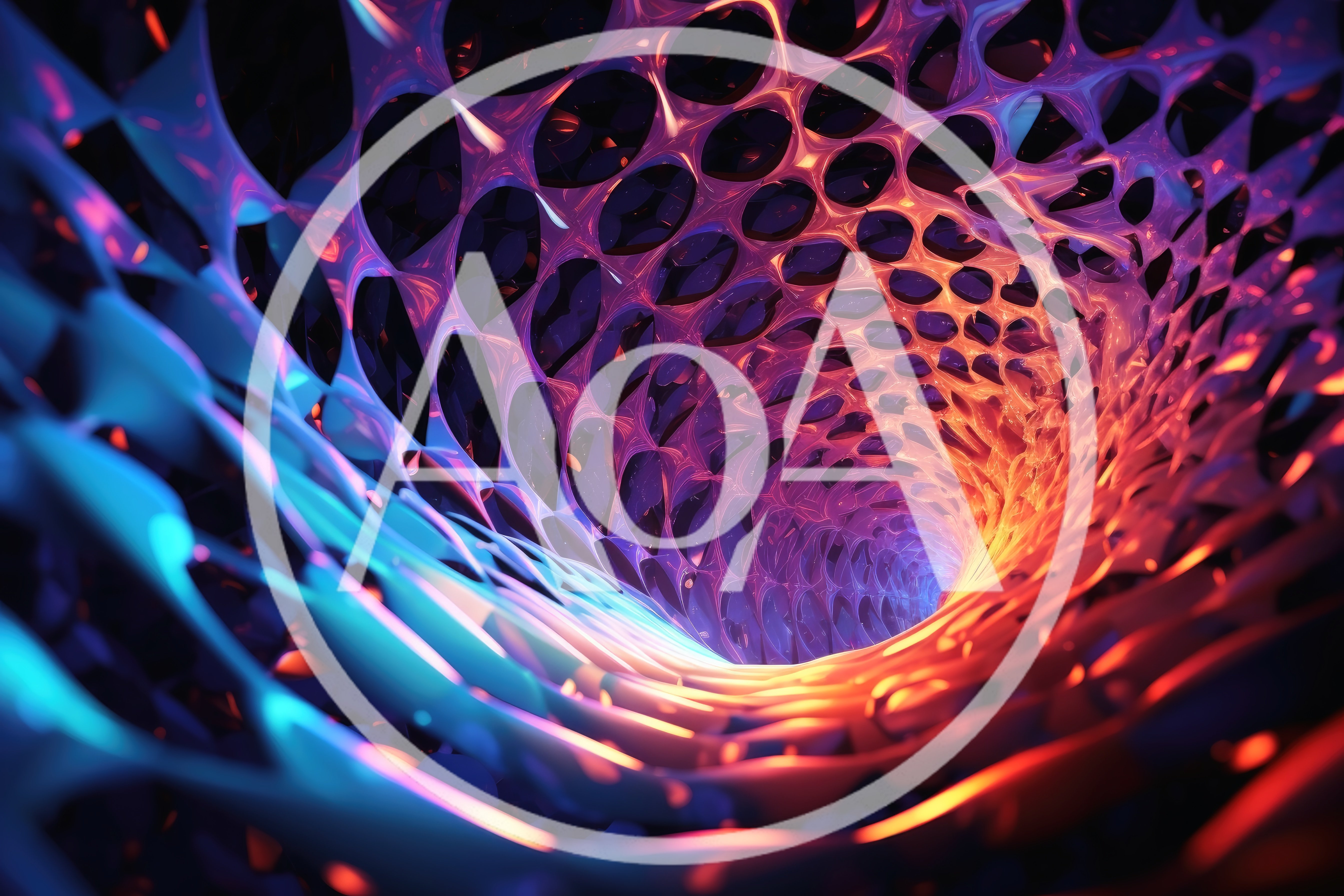 Abstract 3D Tunnel With Glowing Organic Lattice Structure