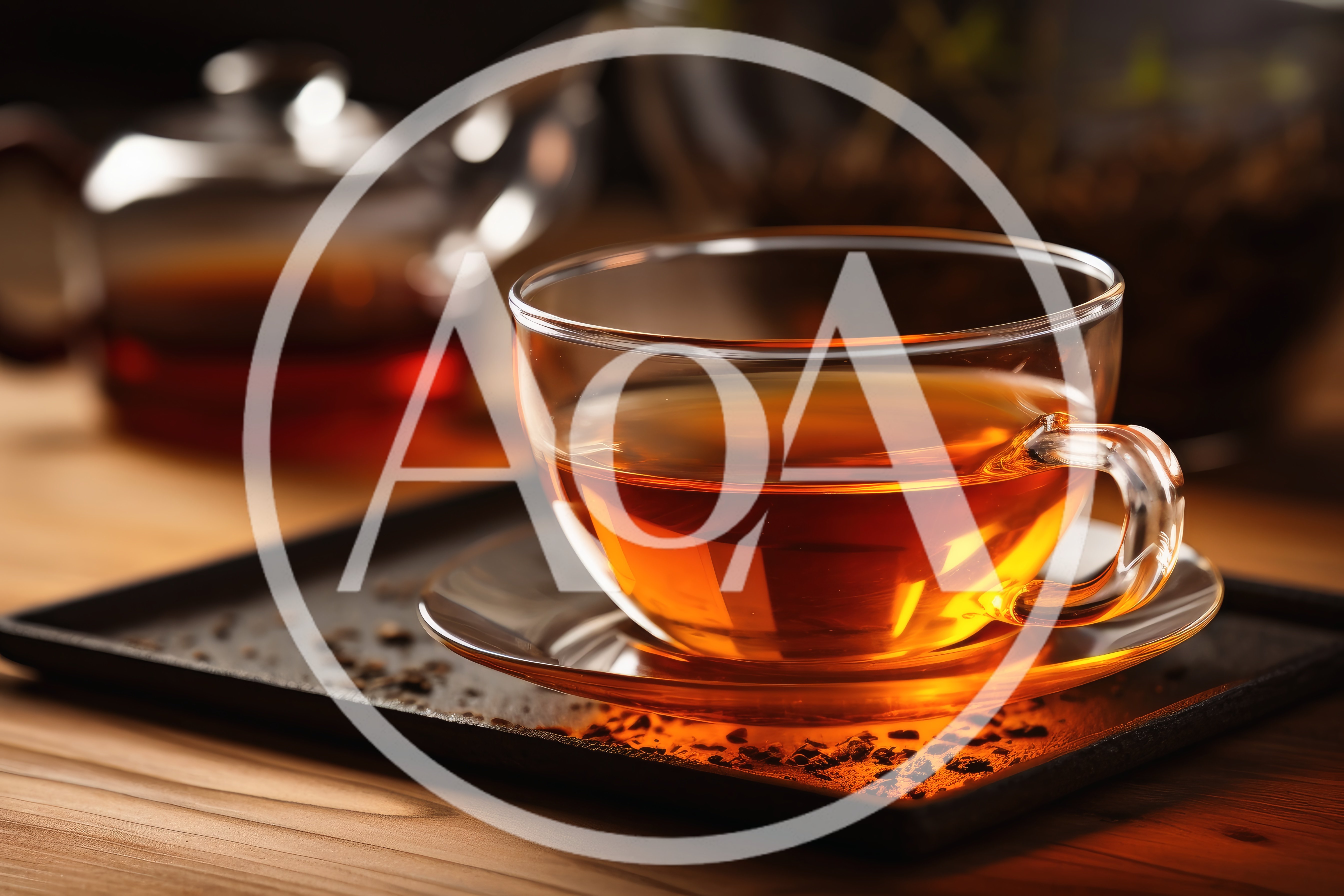 Glass Cup Of Hot Tea On A Serving Tray
