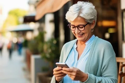 Senior Woman Using Smartphone Outdoors