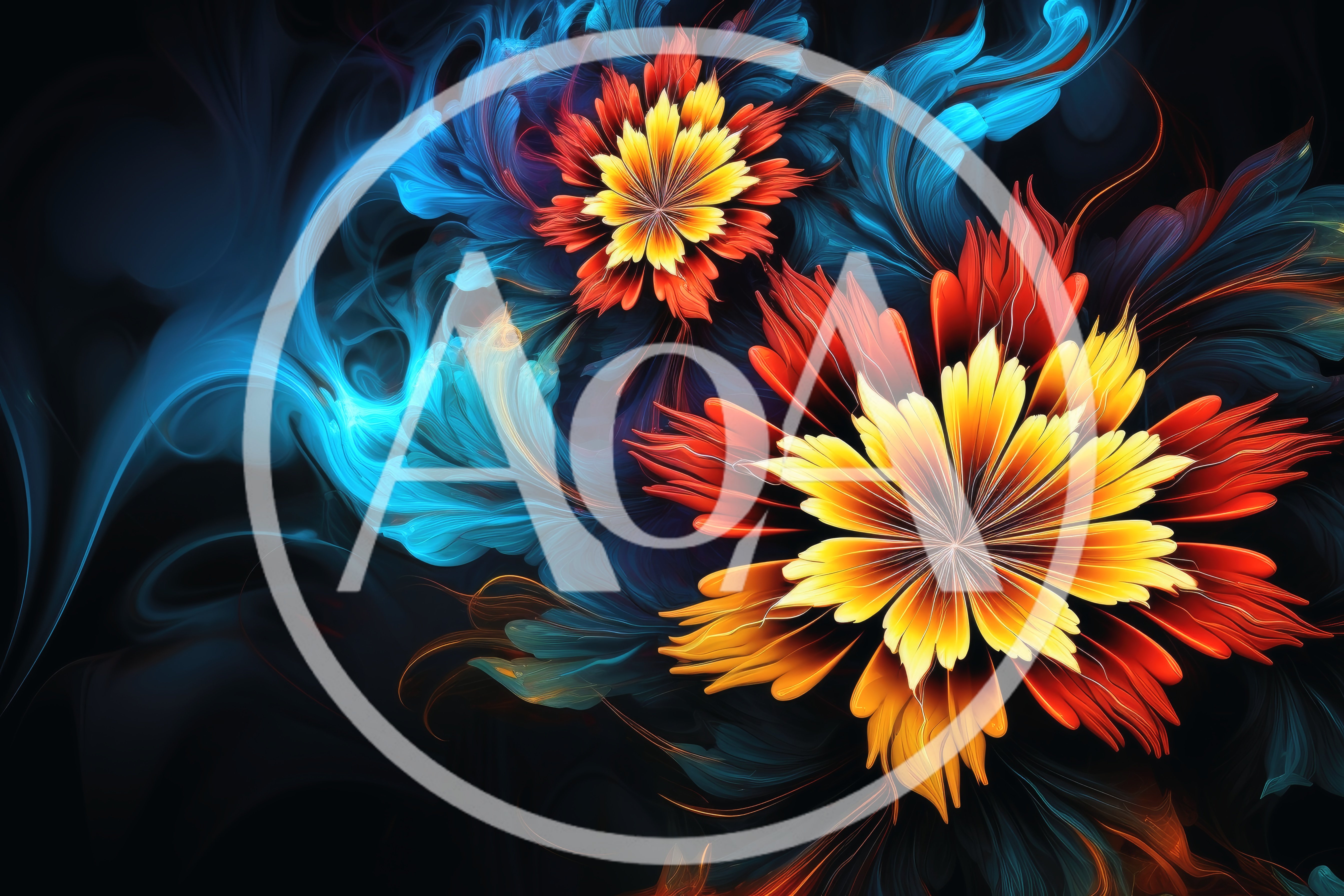 Abstract Digital Art Featuring Vibrant Glowing Floral Patterns