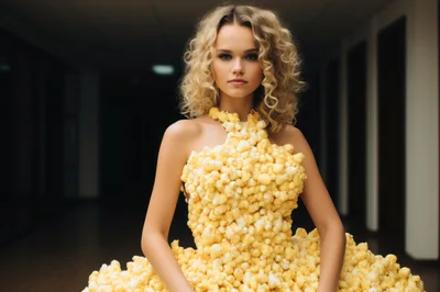 Fashion Model Wearing A Unique Popcorn Texture Dress