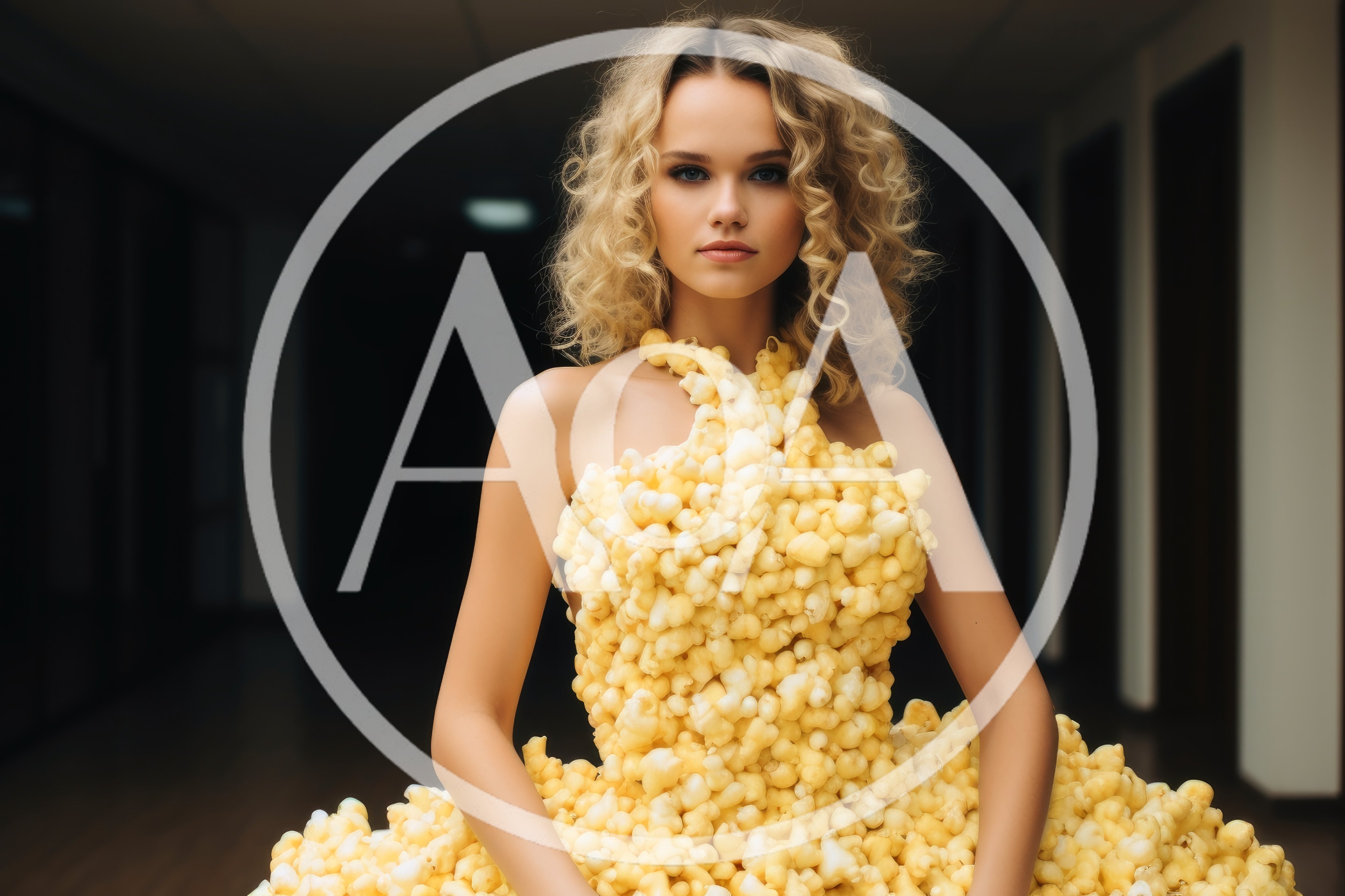 Fashion Model Wearing A Unique Popcorn Texture Dress