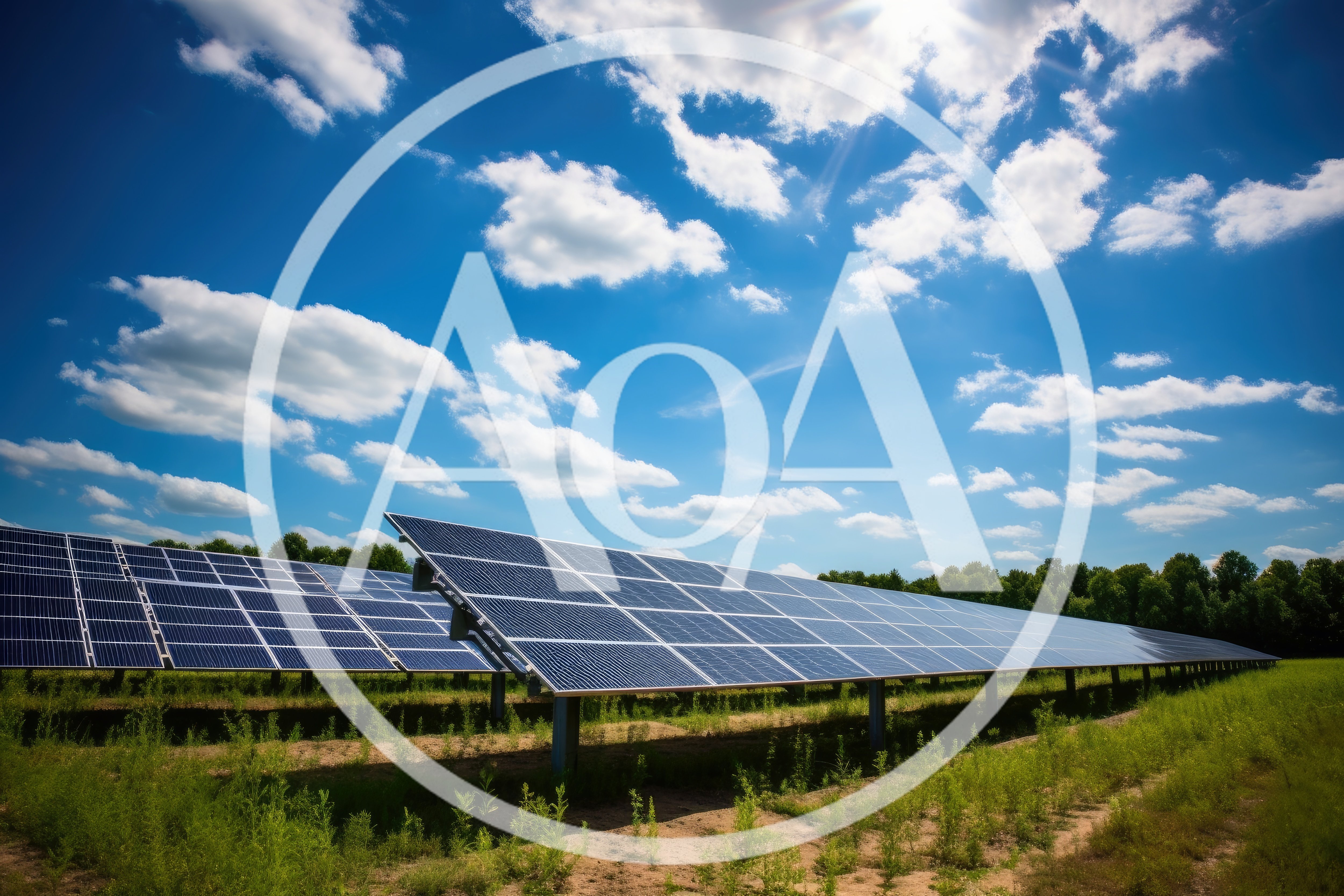 Solar Panel Array In A Sunny Field