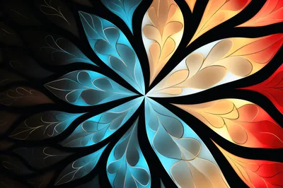 Abstract Floral Fractal Pattern With Gradient Petals