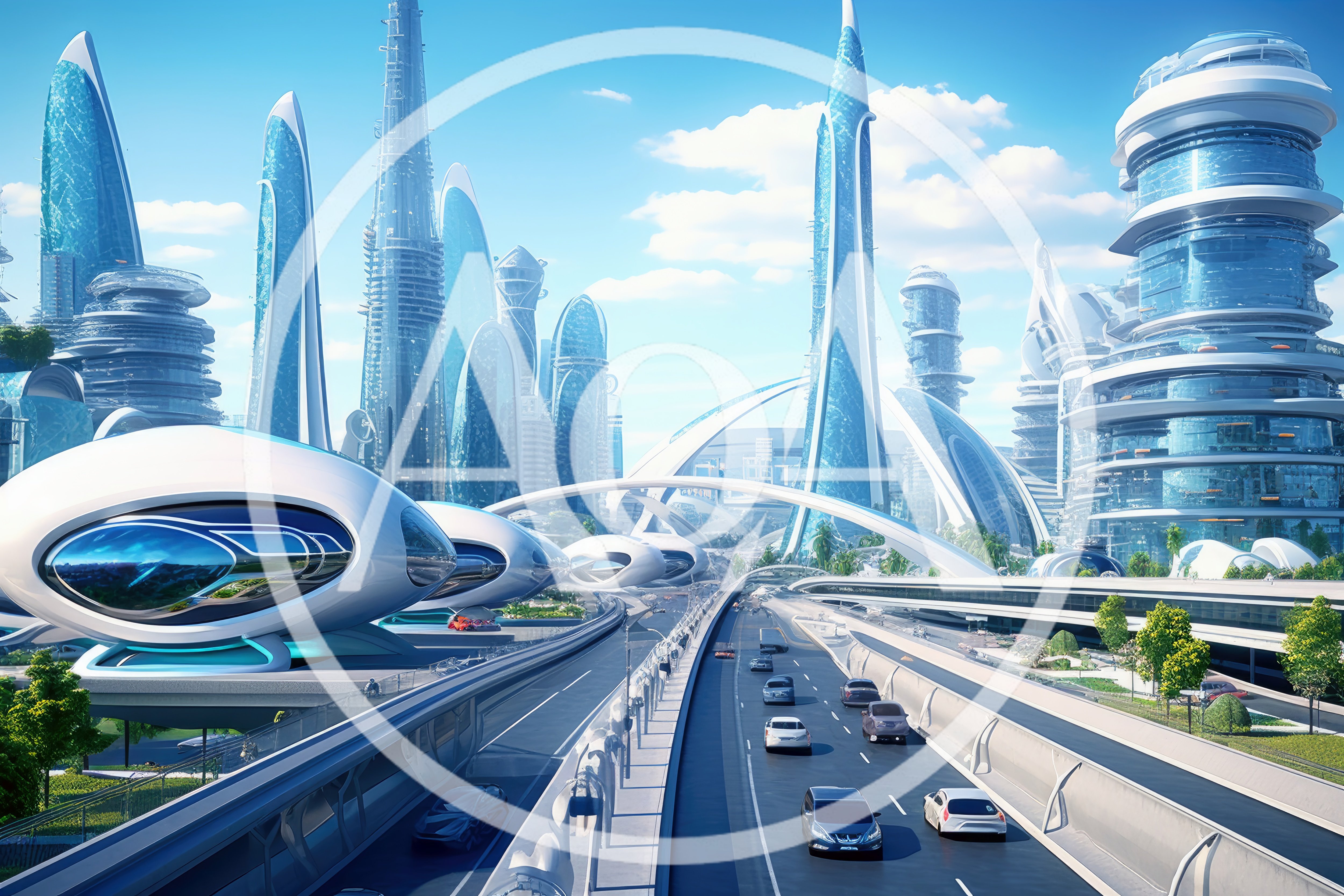 Futuristic Cityscape With Advanced Architecture And Flying Vehicles