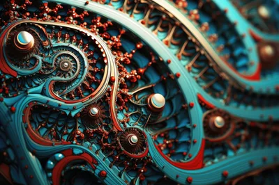 Abstract Fractal Mechanical Gears and Organic Structures