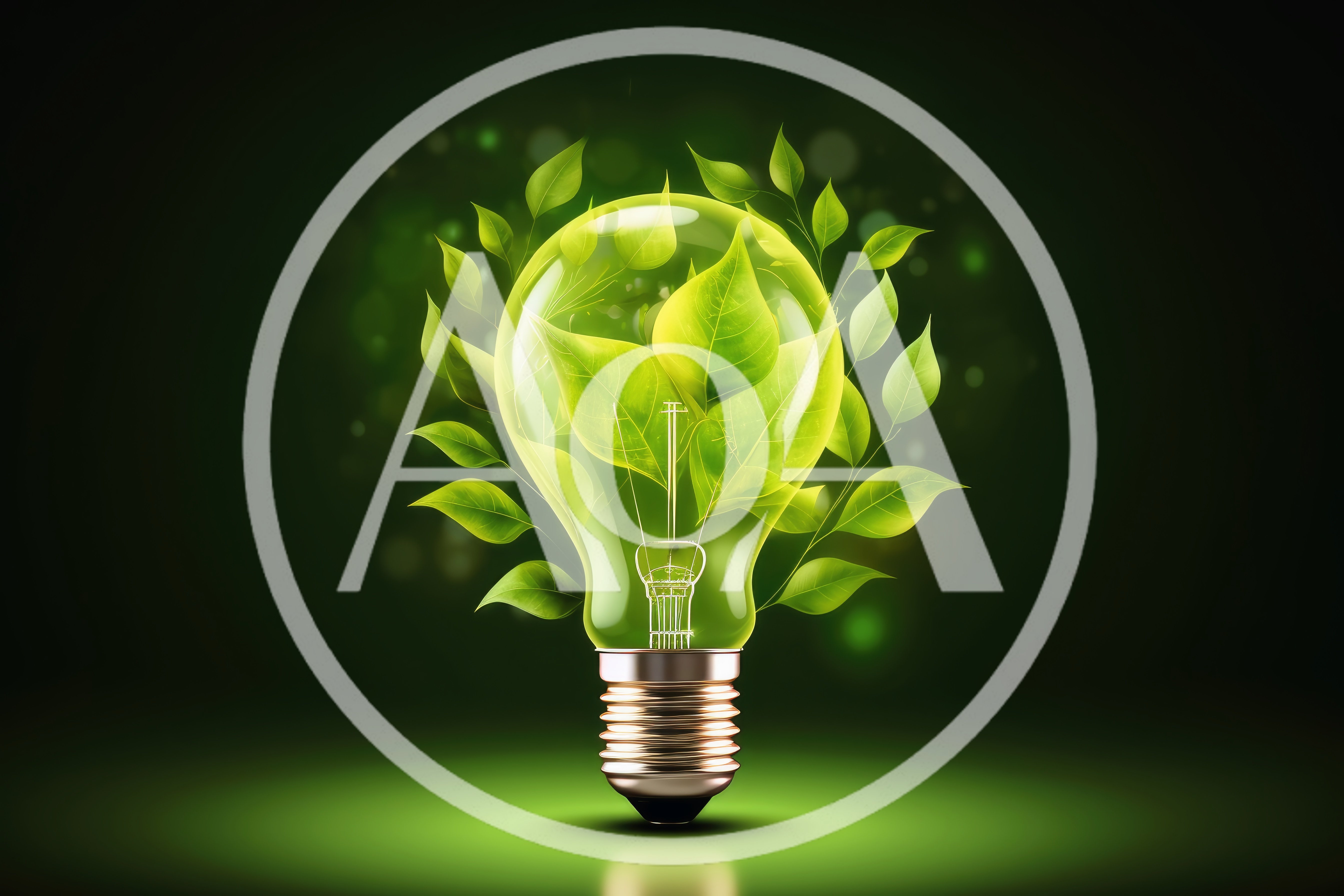 Green Energy Concept Light Bulb With Leaves