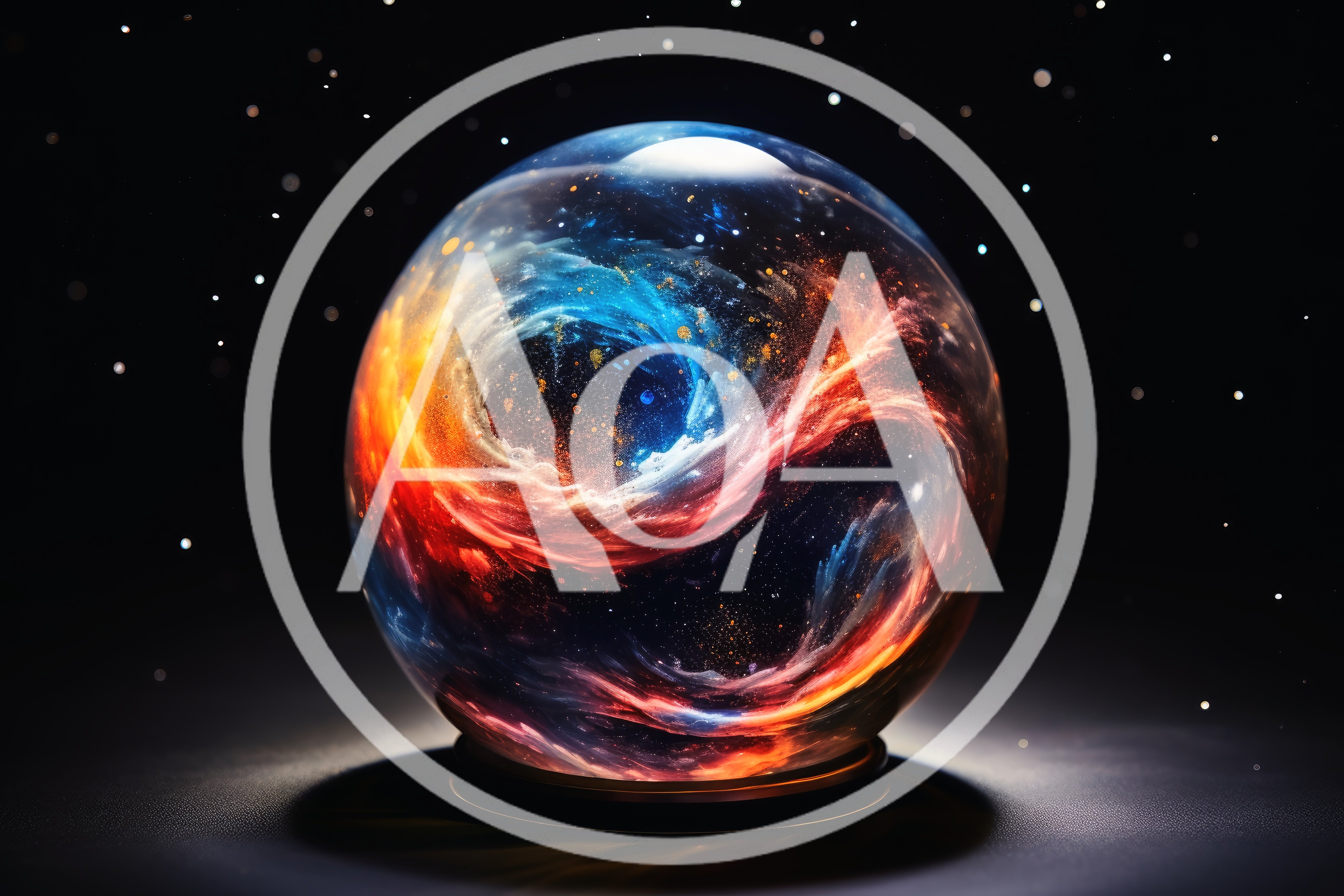 Cosmic Nebula Swirling Inside A Glass Crystal Sphere
