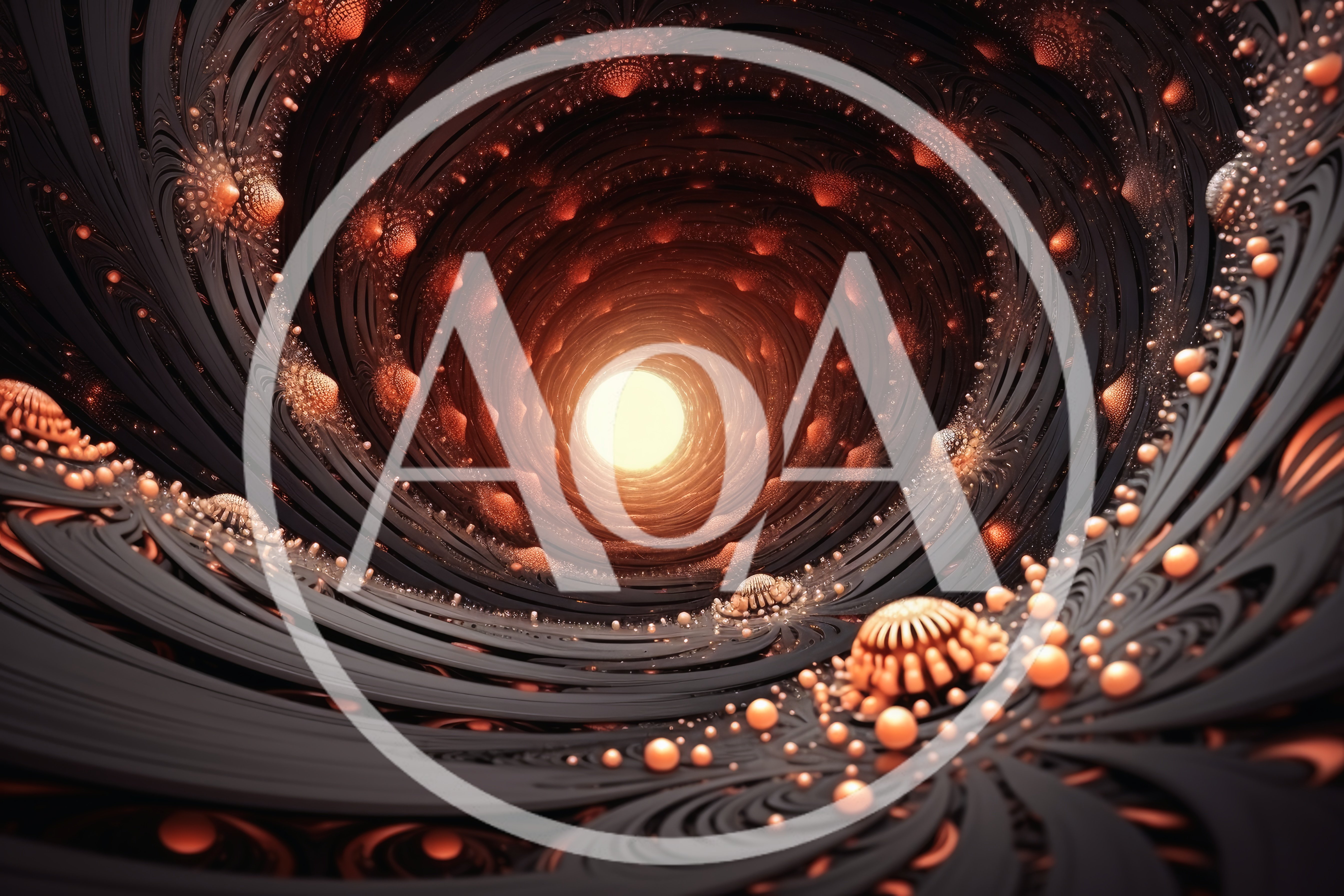 Abstract Fractal Tunnel With Glowing Spheres