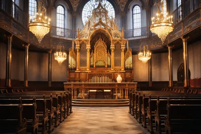 Ornate Interior Of A Grand Historic Church Sanctuary