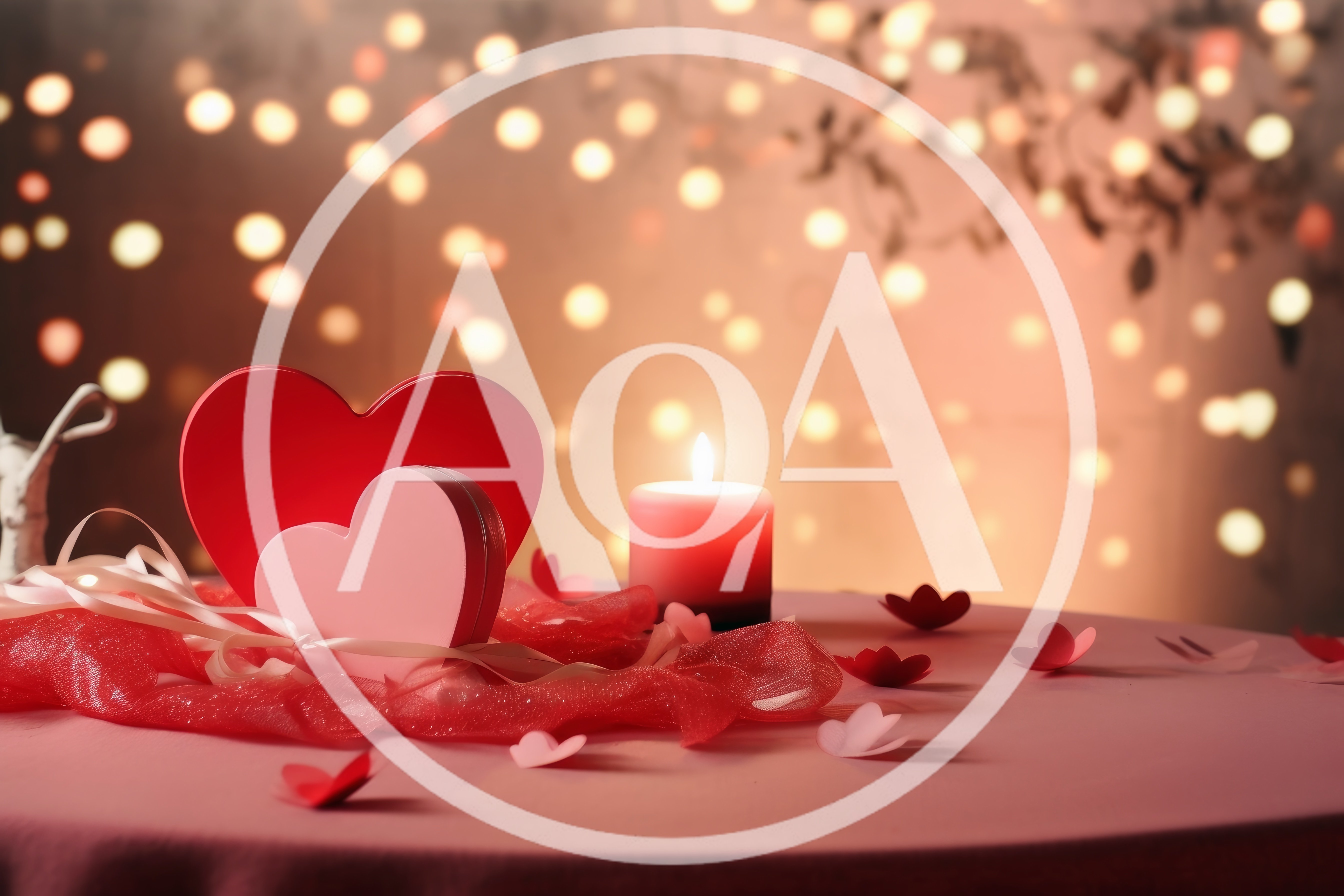 Romantic Valentine Table Setting With Hearts And Candle
