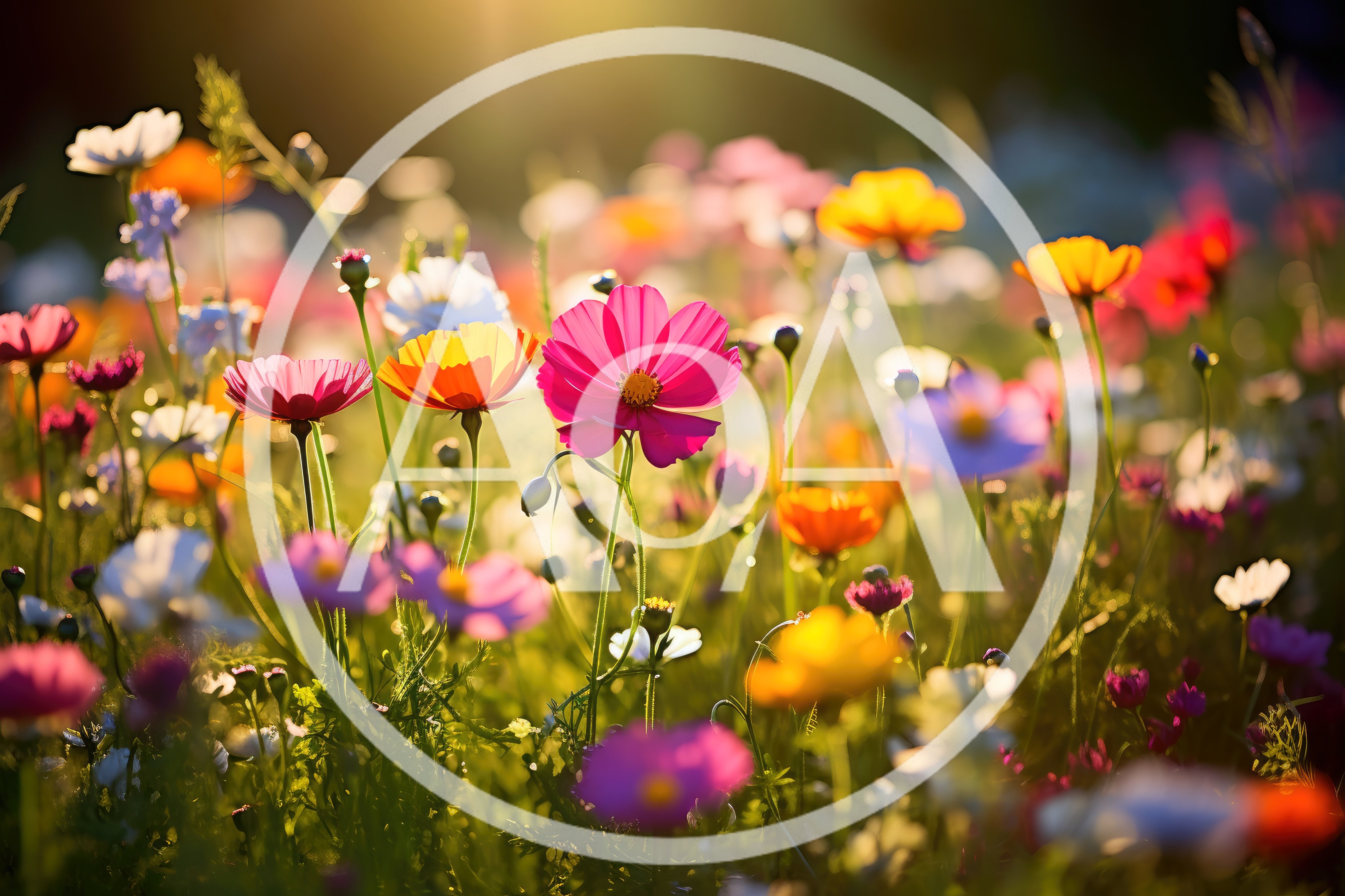 Vibrant Cosmos Flowers Blooming in a Sunny Meadow