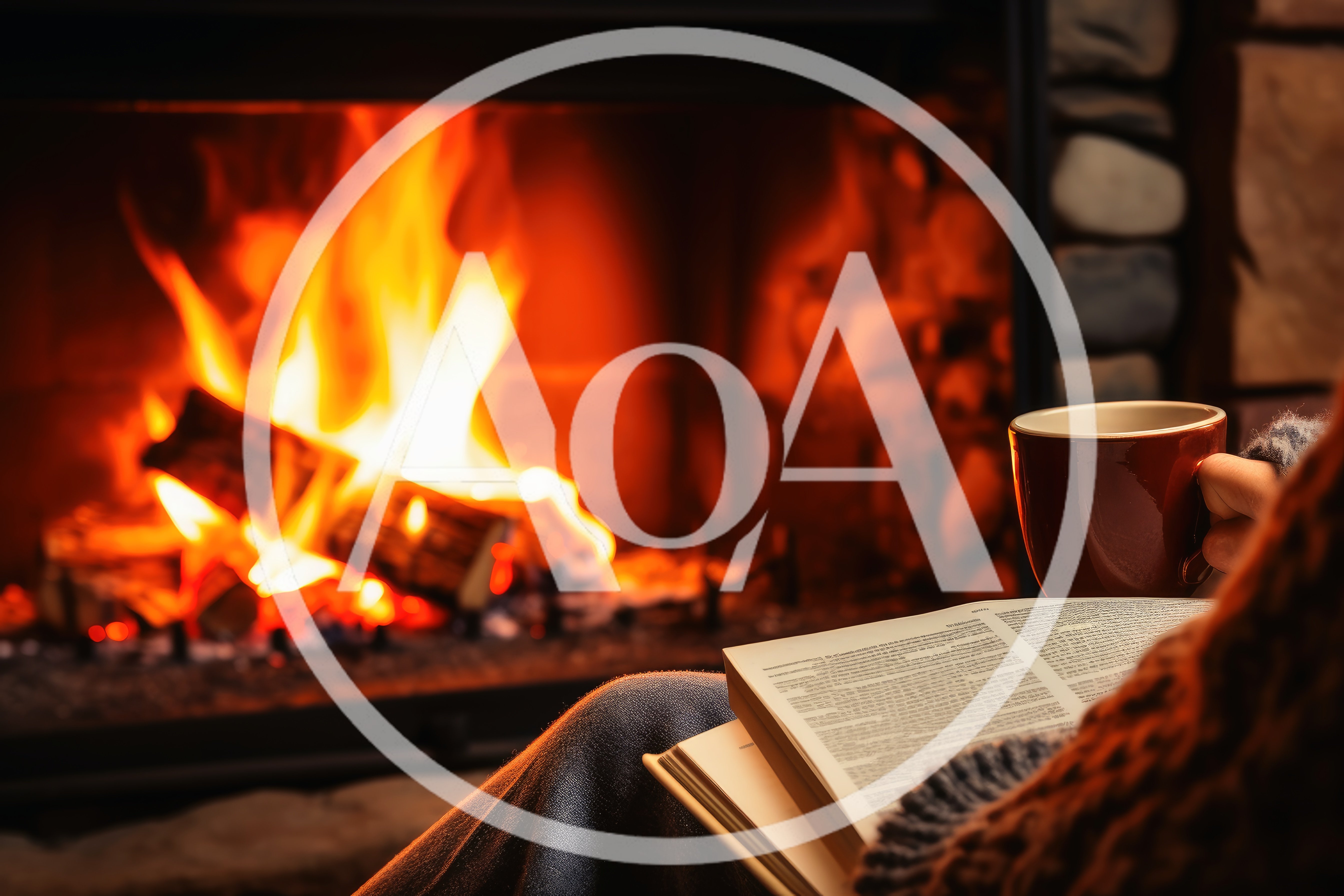 Person Reading Book By A Cozy Fireplace