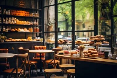 Cozy Interior Of A Rustic Bakery Cafe