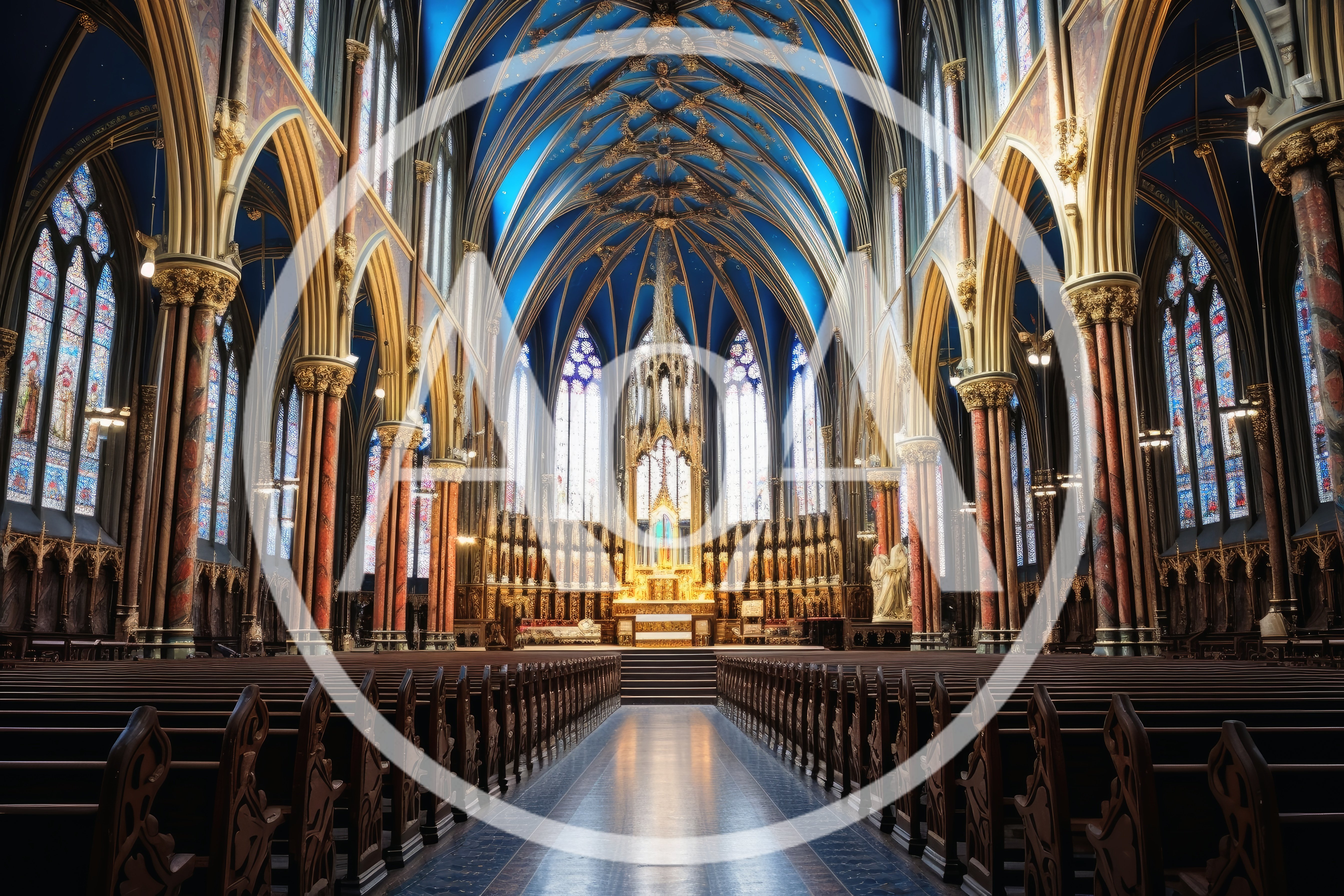 Interior View of Notre Dame Cathedral Basilica in Ottawa