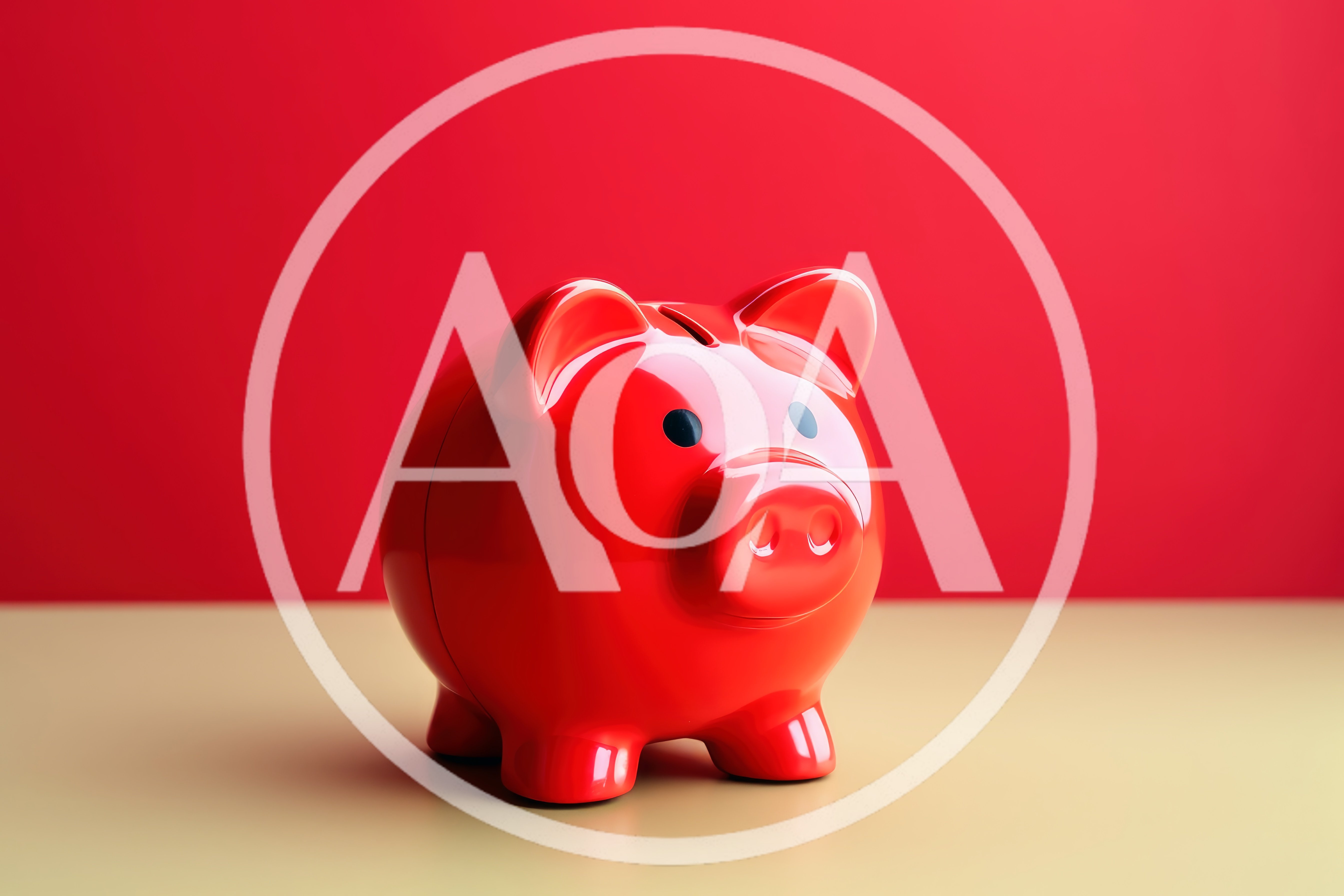 Red Piggy Bank On A Two Tone Background