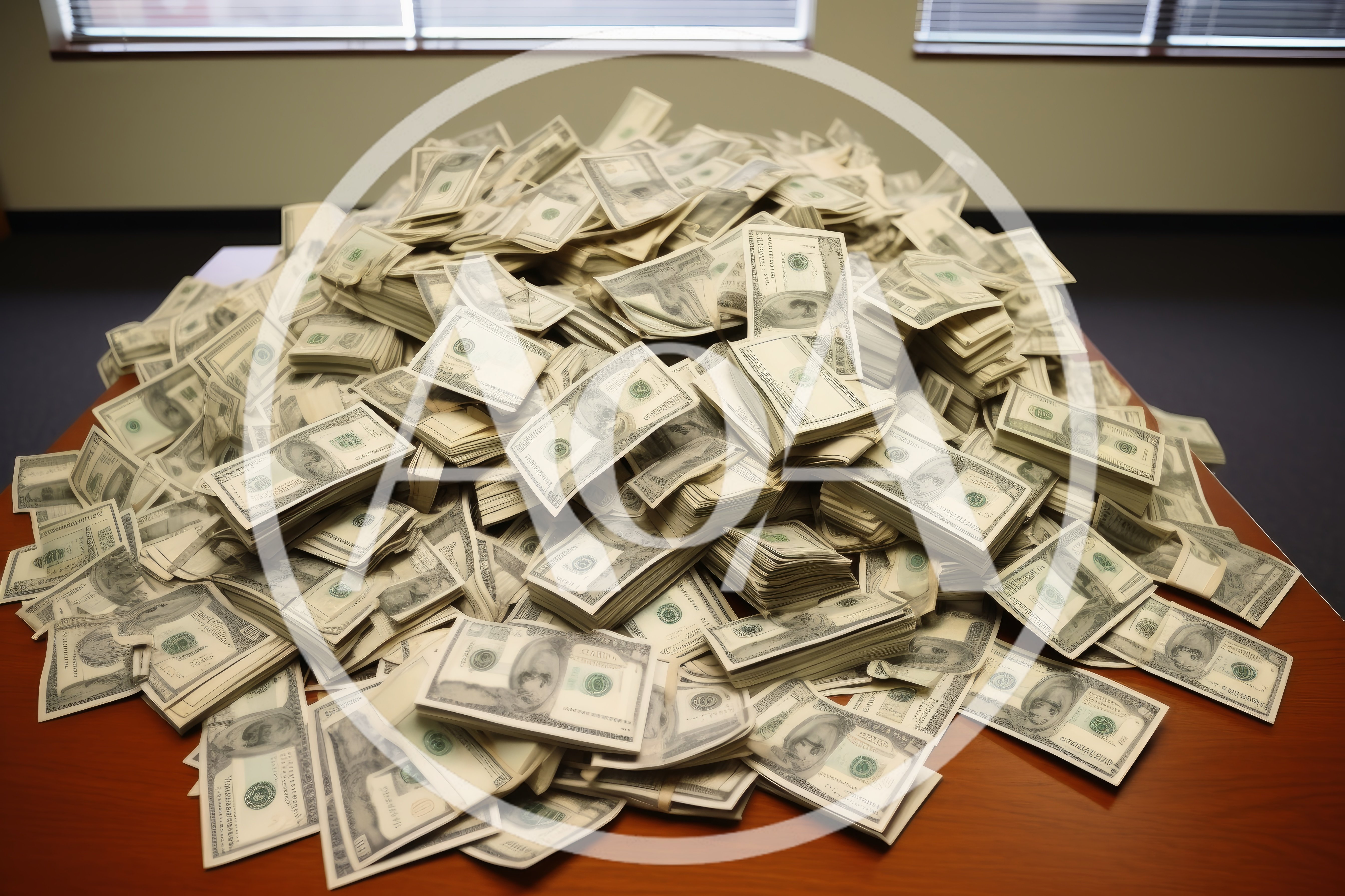 Large Pile Of Stacked Hundred Dollar Bills