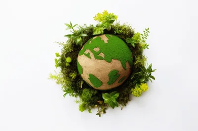 Earth Globe Made Of Moss And Plants