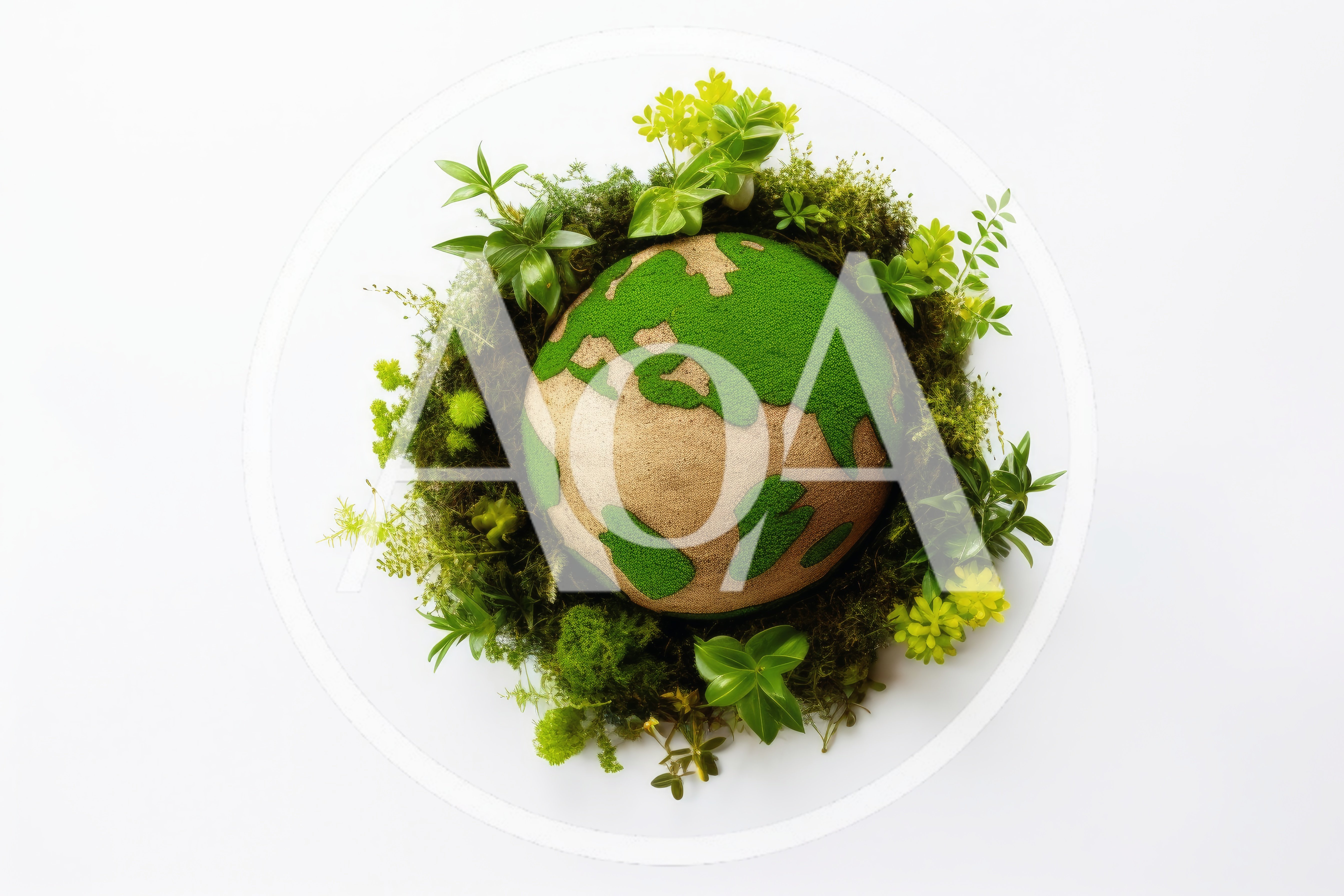 Earth Globe Made Of Moss And Plants