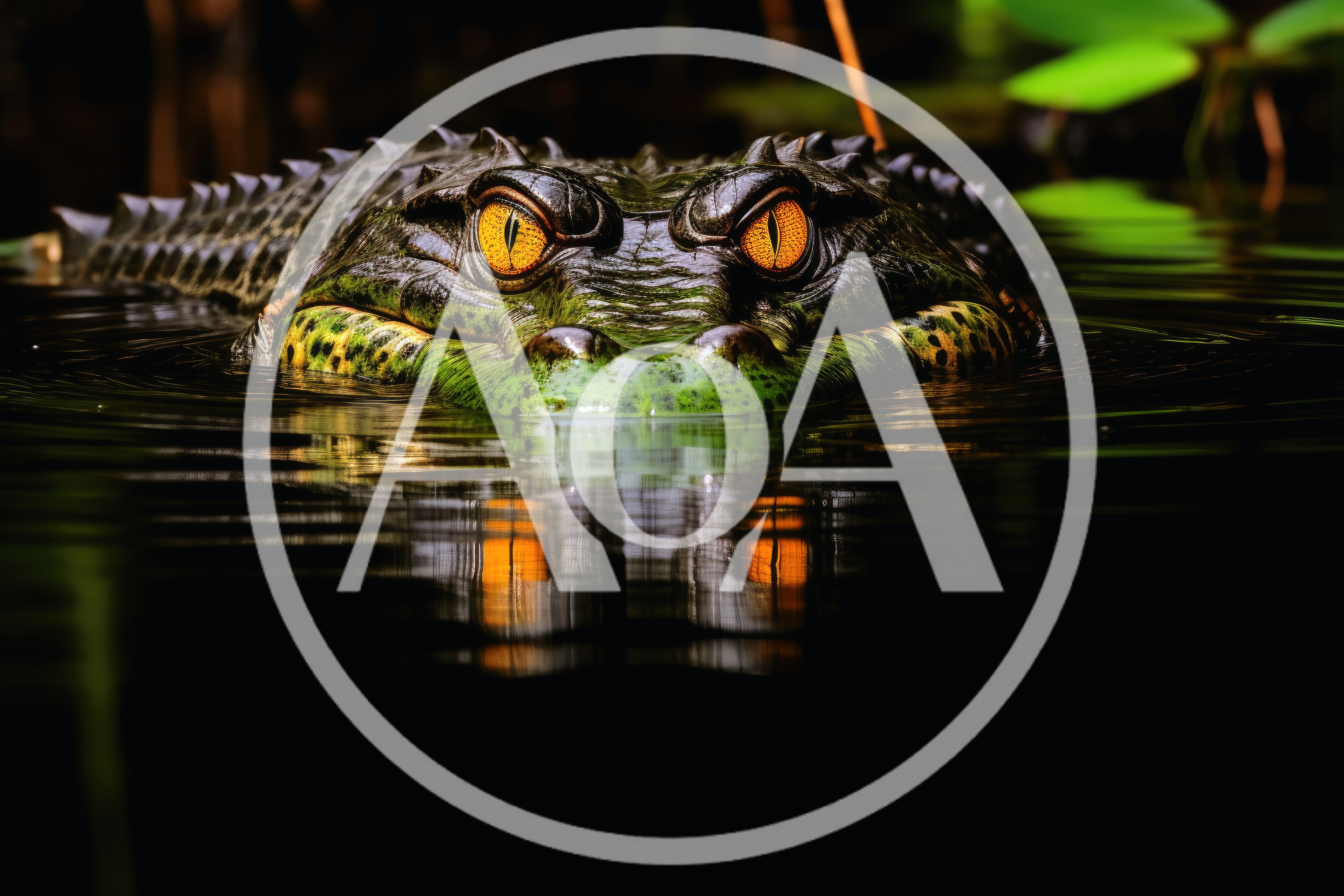 Close Up Of A Crocodile Head In Dark Water