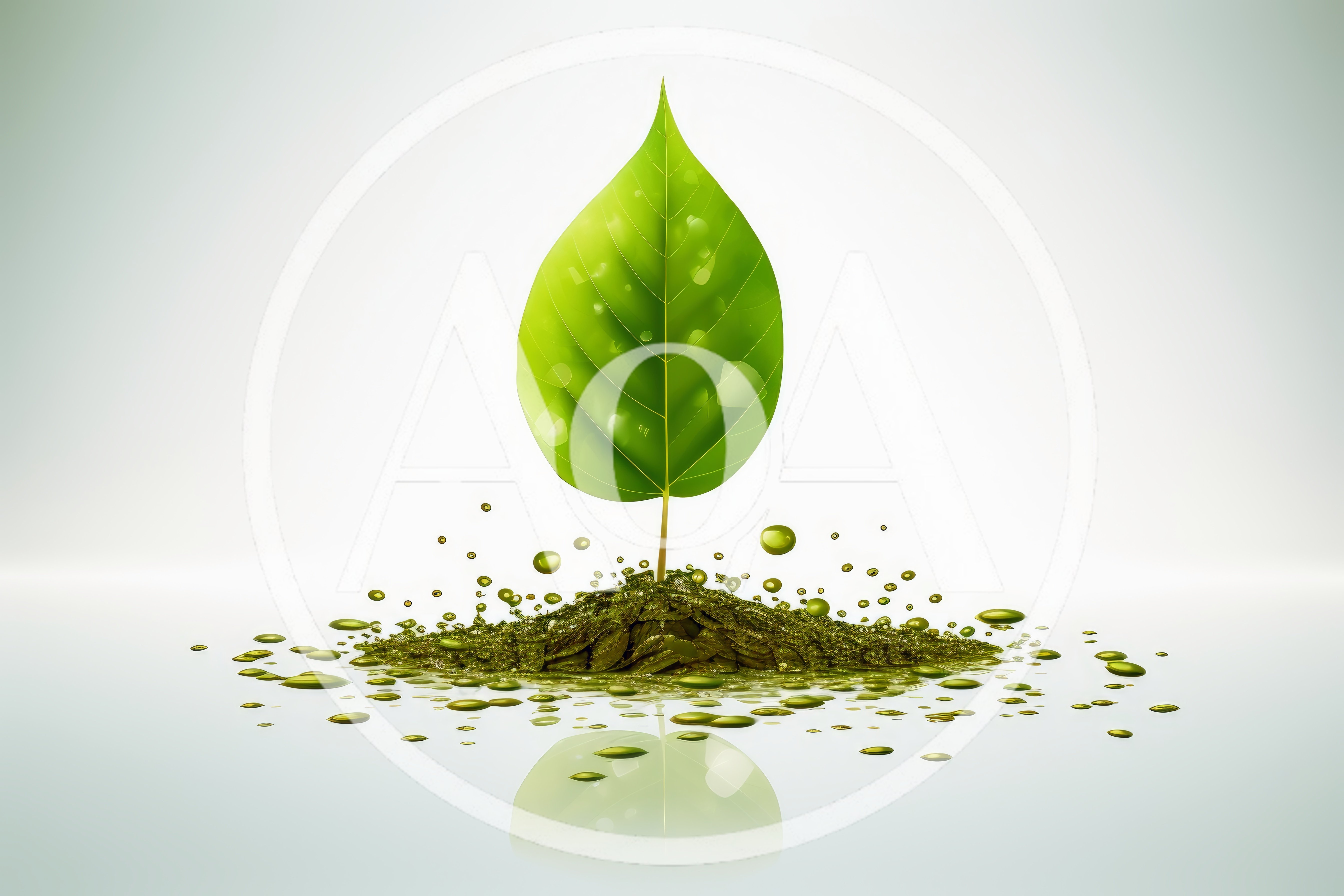 Single Green Leaf Growing From Liquid Soil Splash