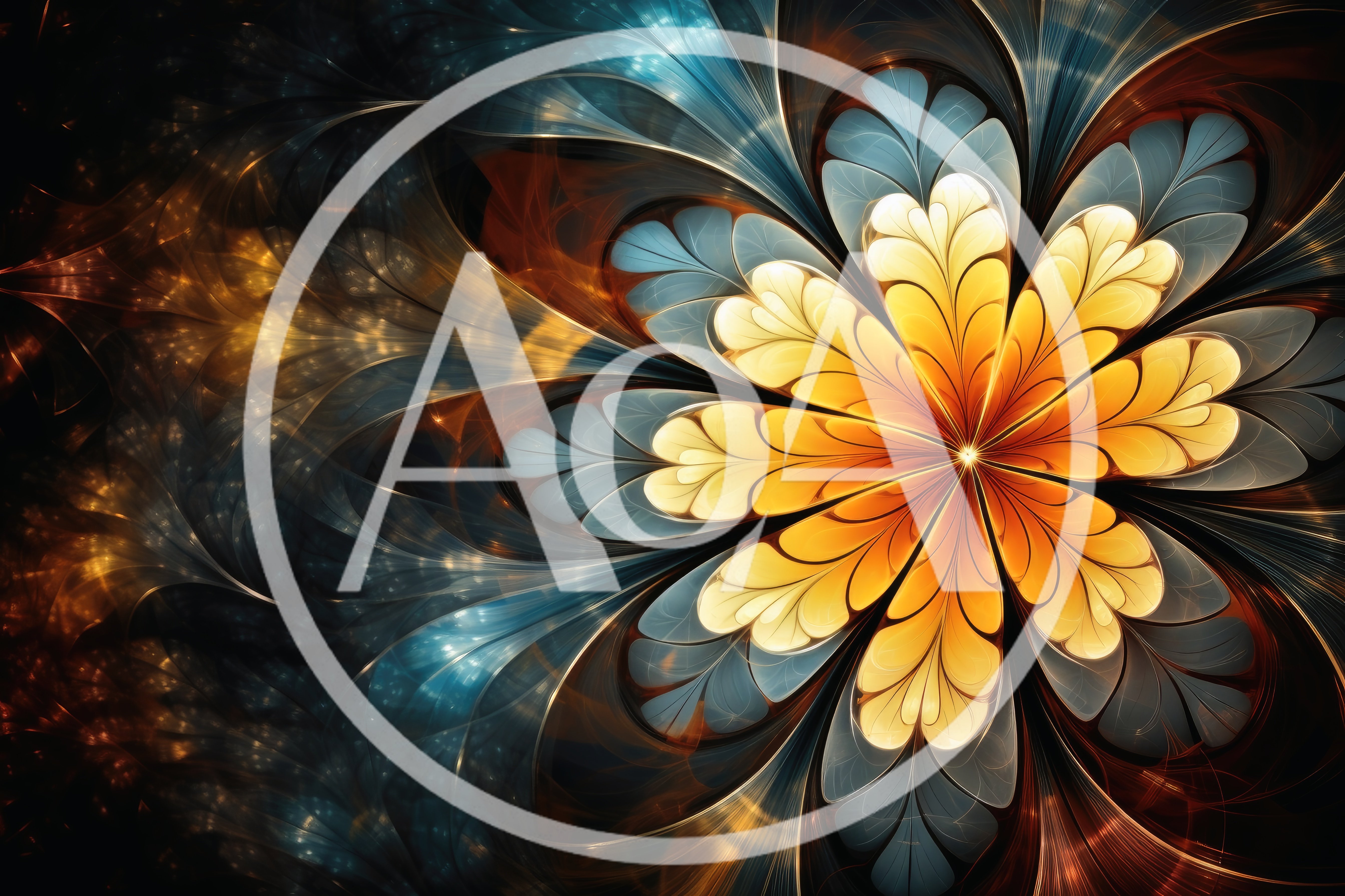 Abstract Fractal Flower With Glowing Golden Petals