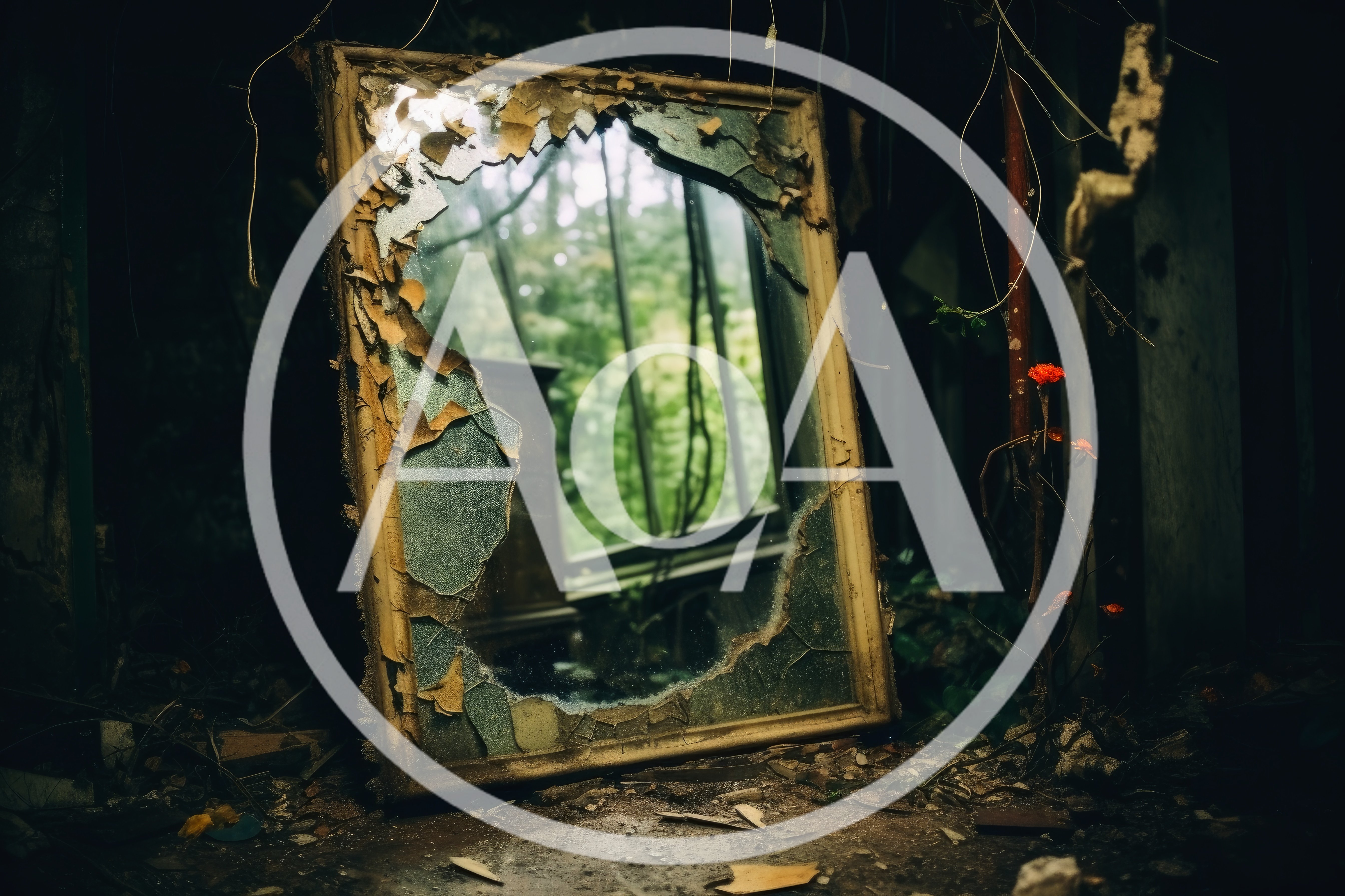 Broken Vintage Mirror In An Abandoned Room