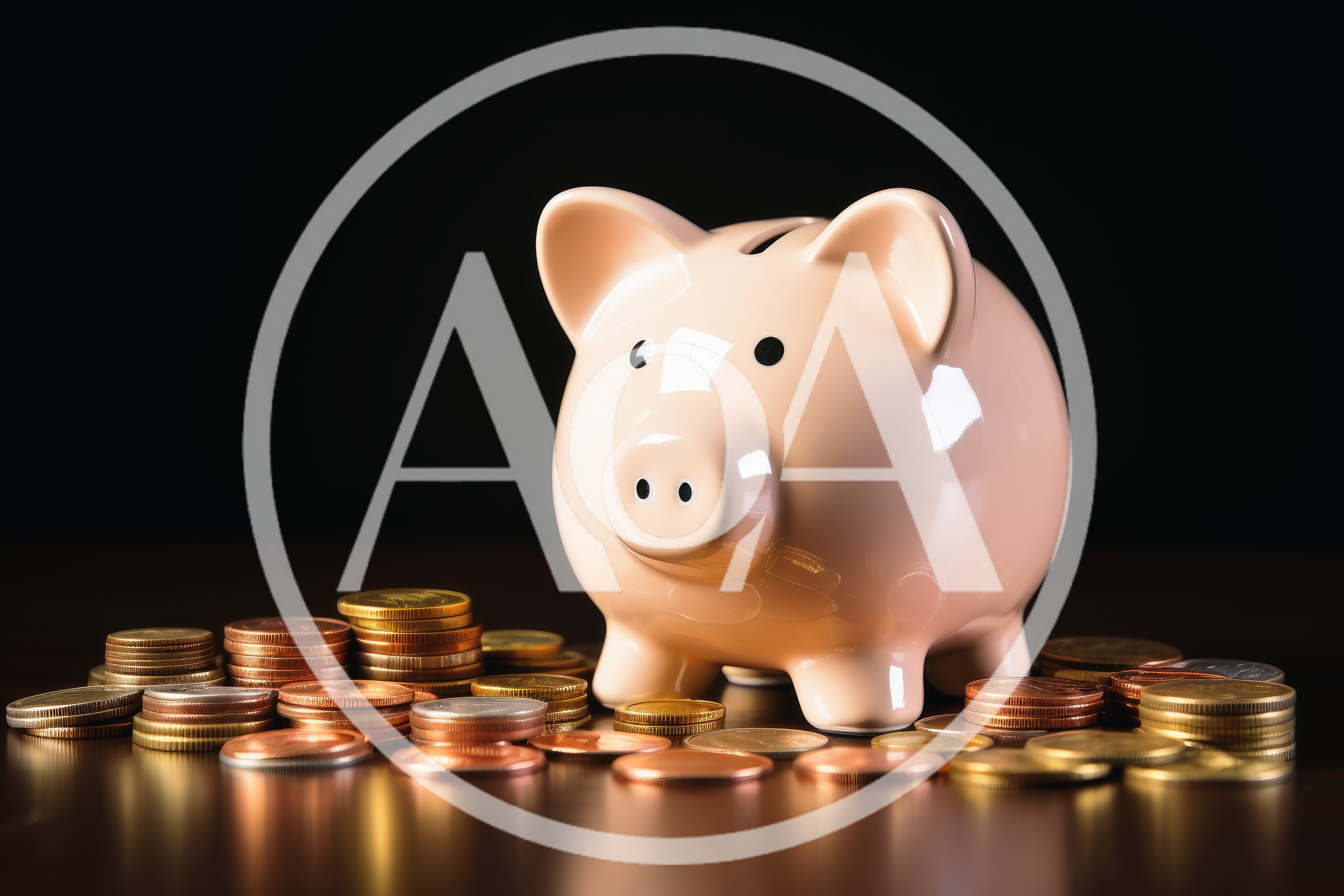 Pink Piggy Bank Surrounded By Stacks Of Coins
