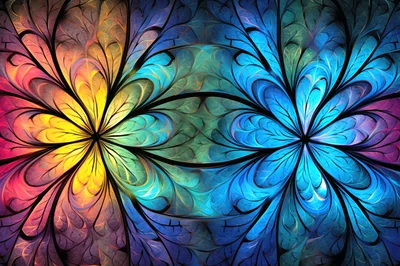 Abstract Fractal Flower Pattern With Vibrant Gradient Colors
