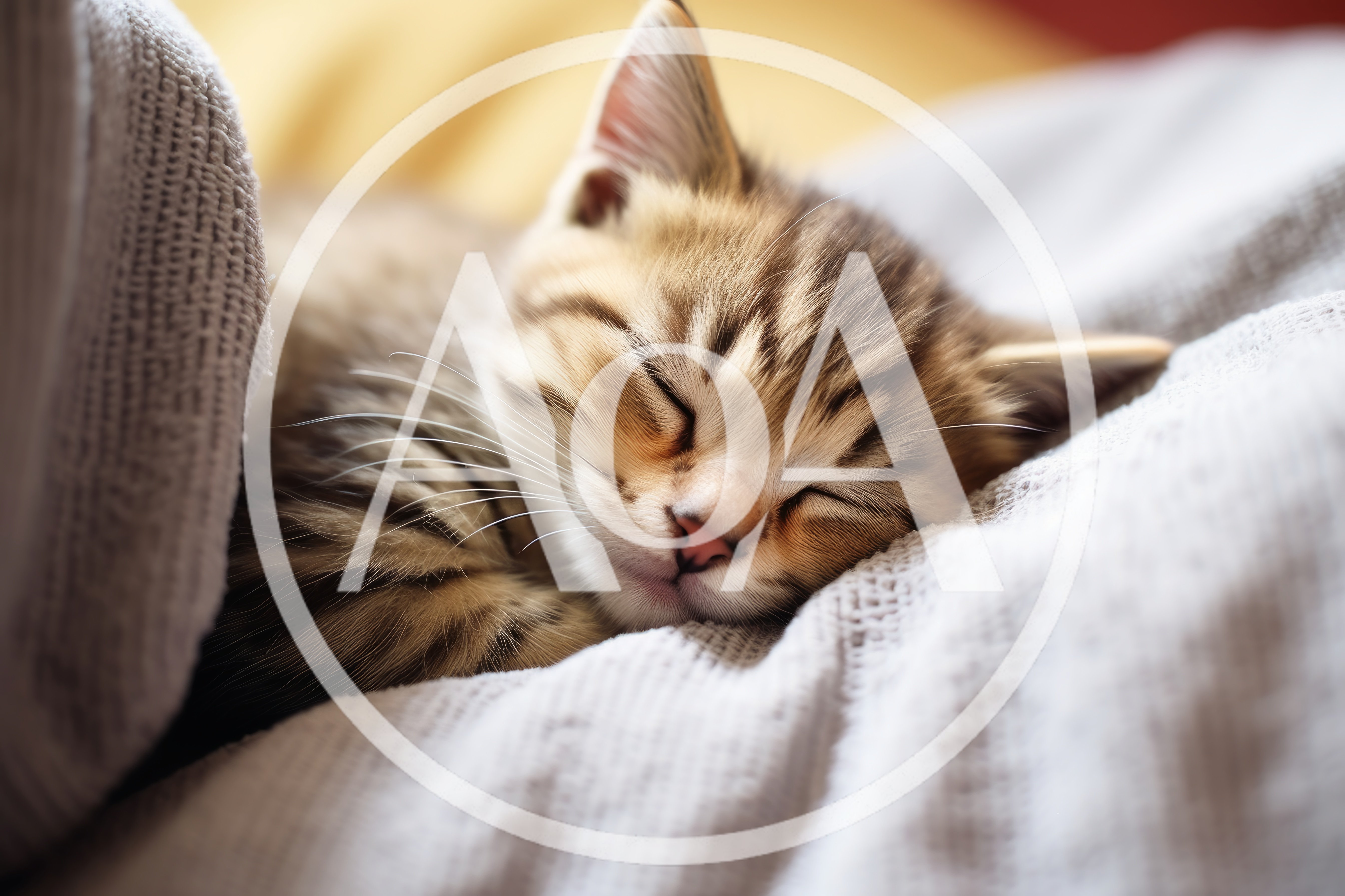Adorable Tabby Kitten Sleeping Peacefully Under A Blanket