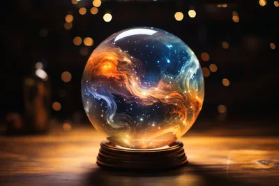 Crystal Ball Containing A Glowing Nebula Galaxy