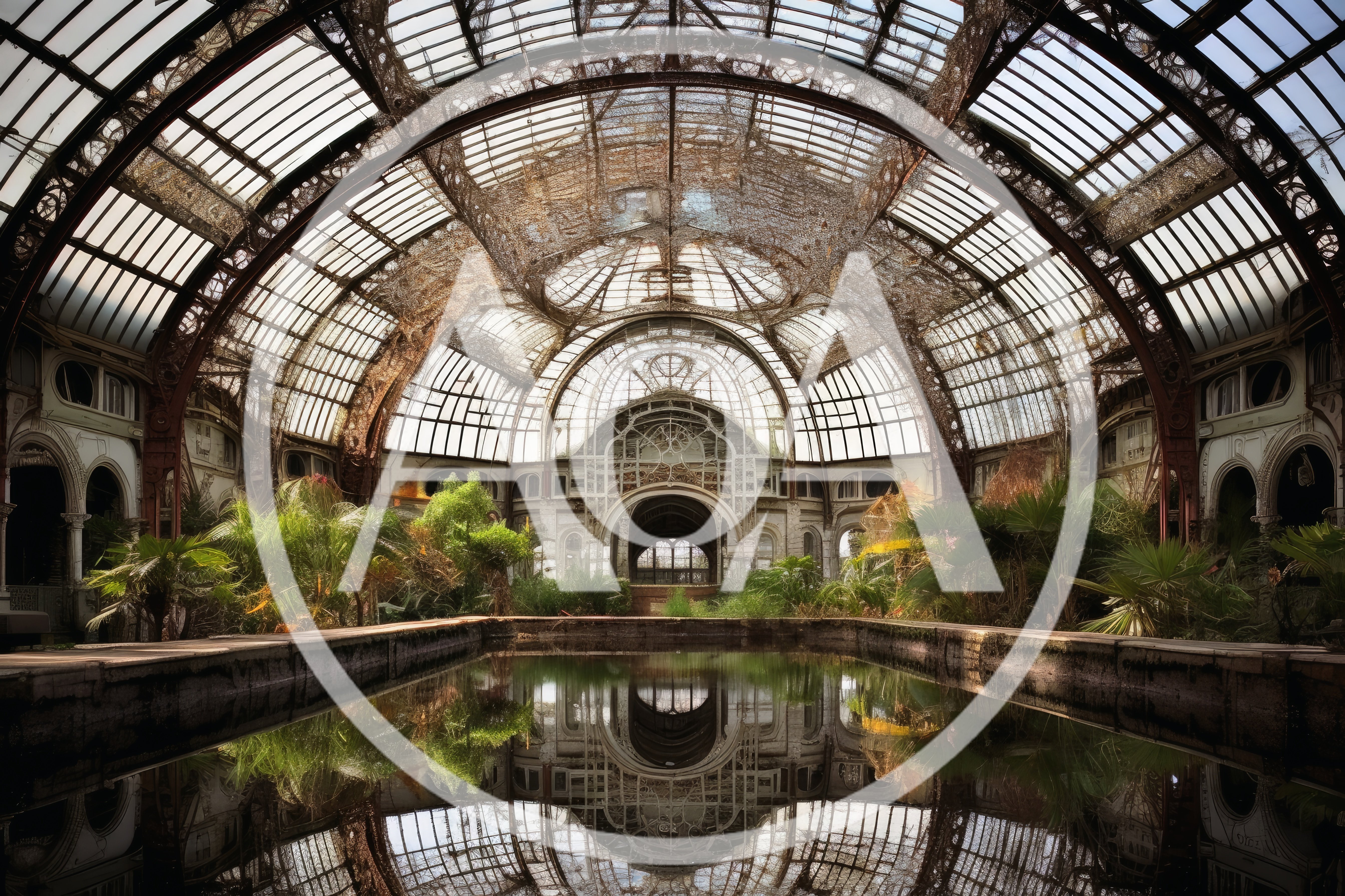 Abandoned Victorian Greenhouse With Reflective Indoor Pool