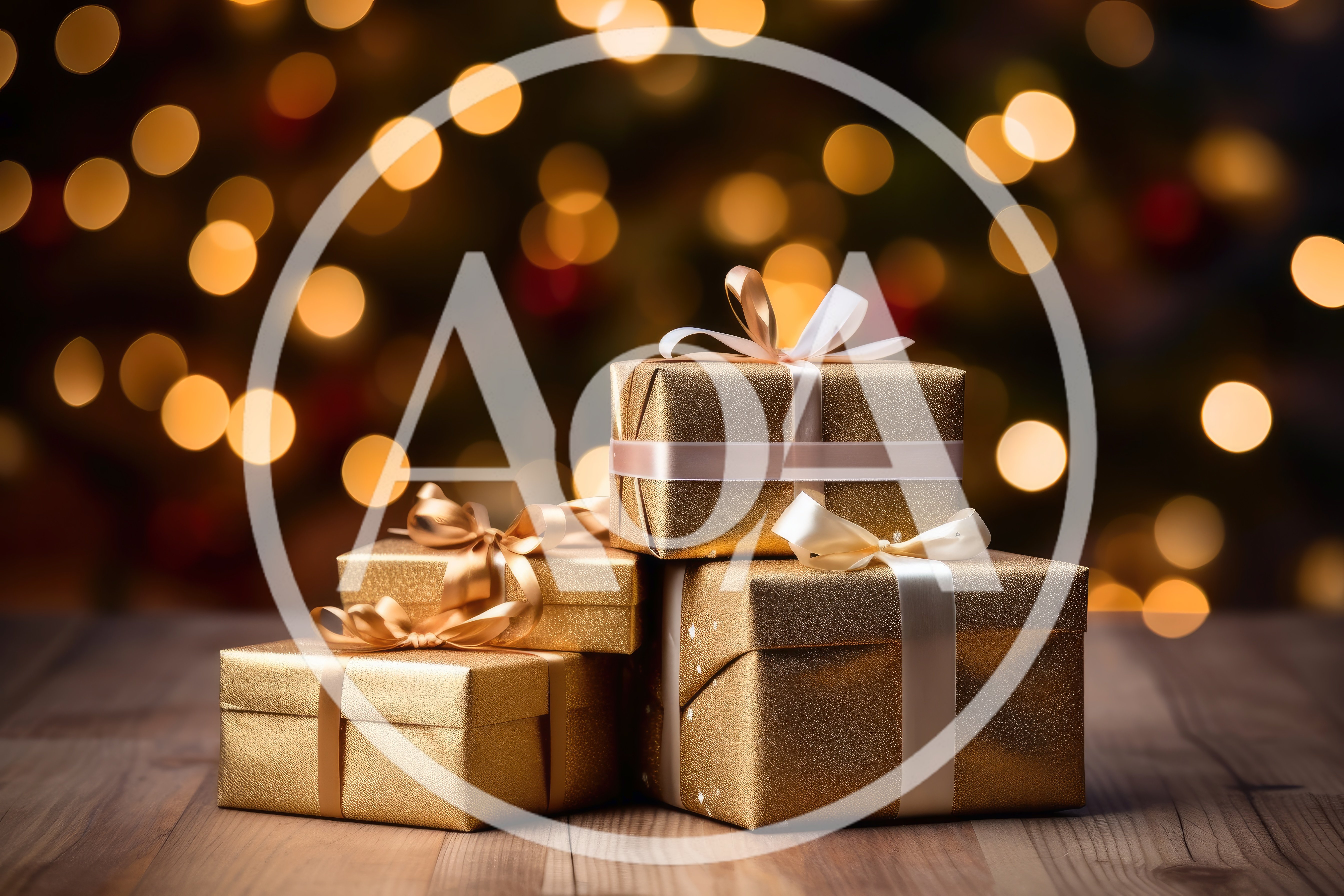 Stack of Golden Christmas Gift Boxes