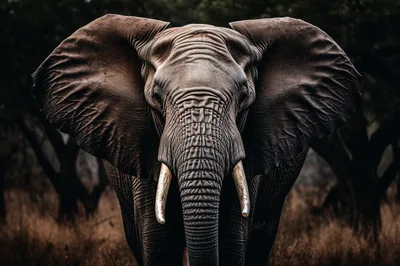 Majestic African Elephant Standing In The Savanna