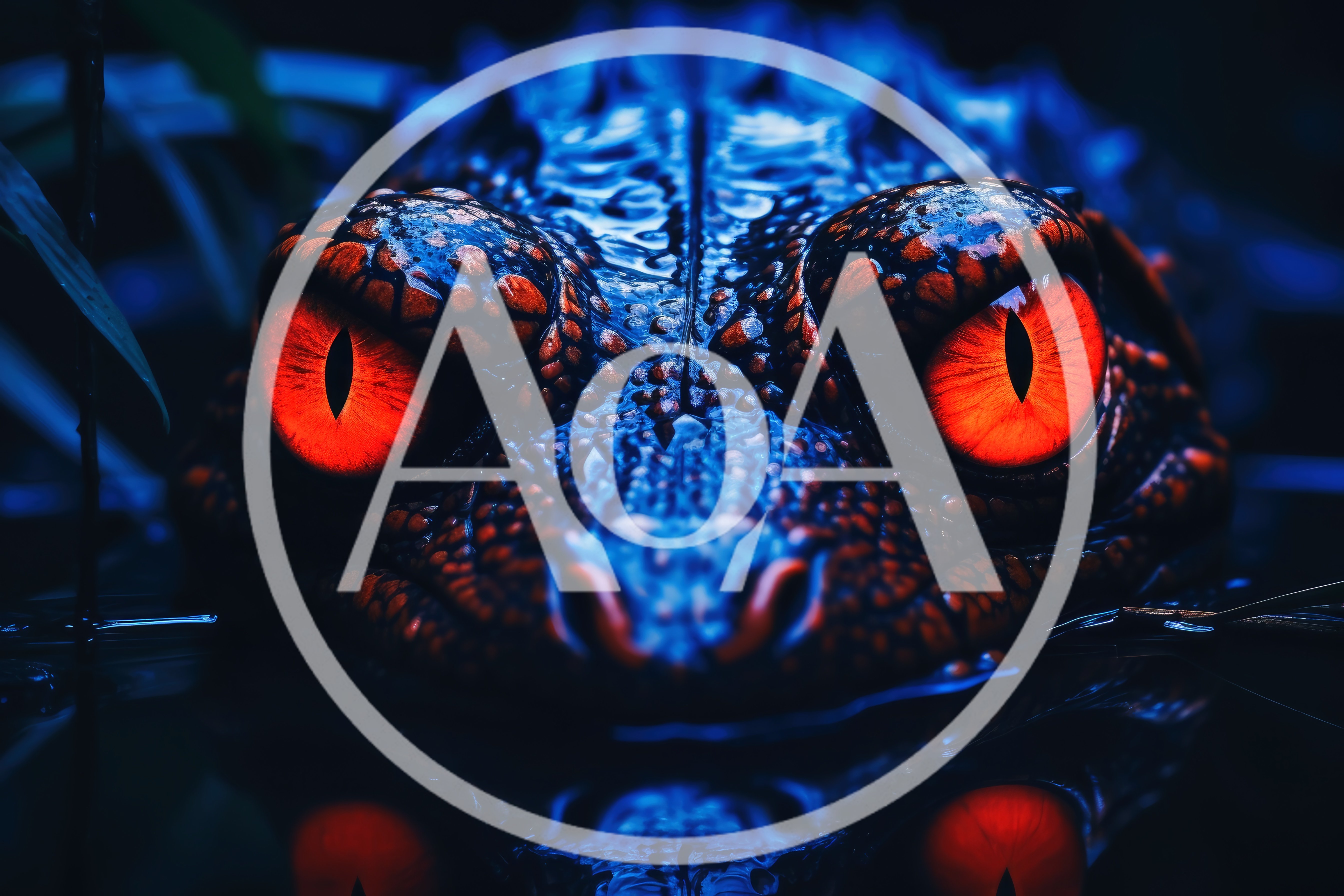 Close Up Of A Reptilian Creature With Glowing Eyes