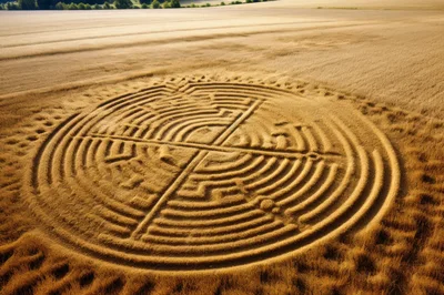 Aerial View Of A Complex Crop Circle Formation