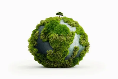 Conceptual Earth Globe Covered In Lush Green Vegetation