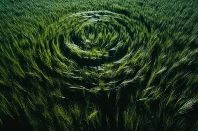 Aerial View Of A Circular Crop Circle In Wheat