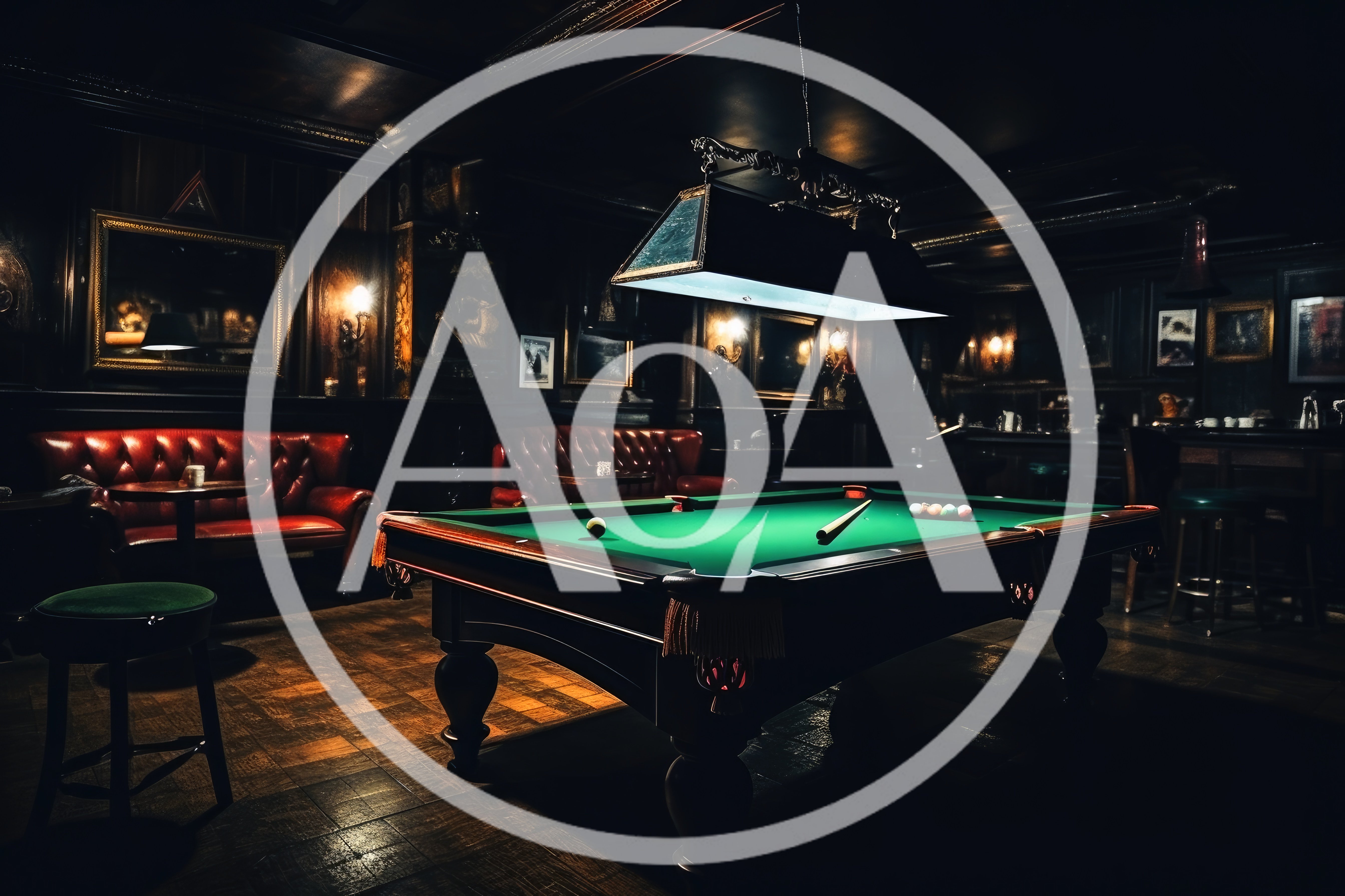 Classic Billiards Table in a Dimly Lit Pub