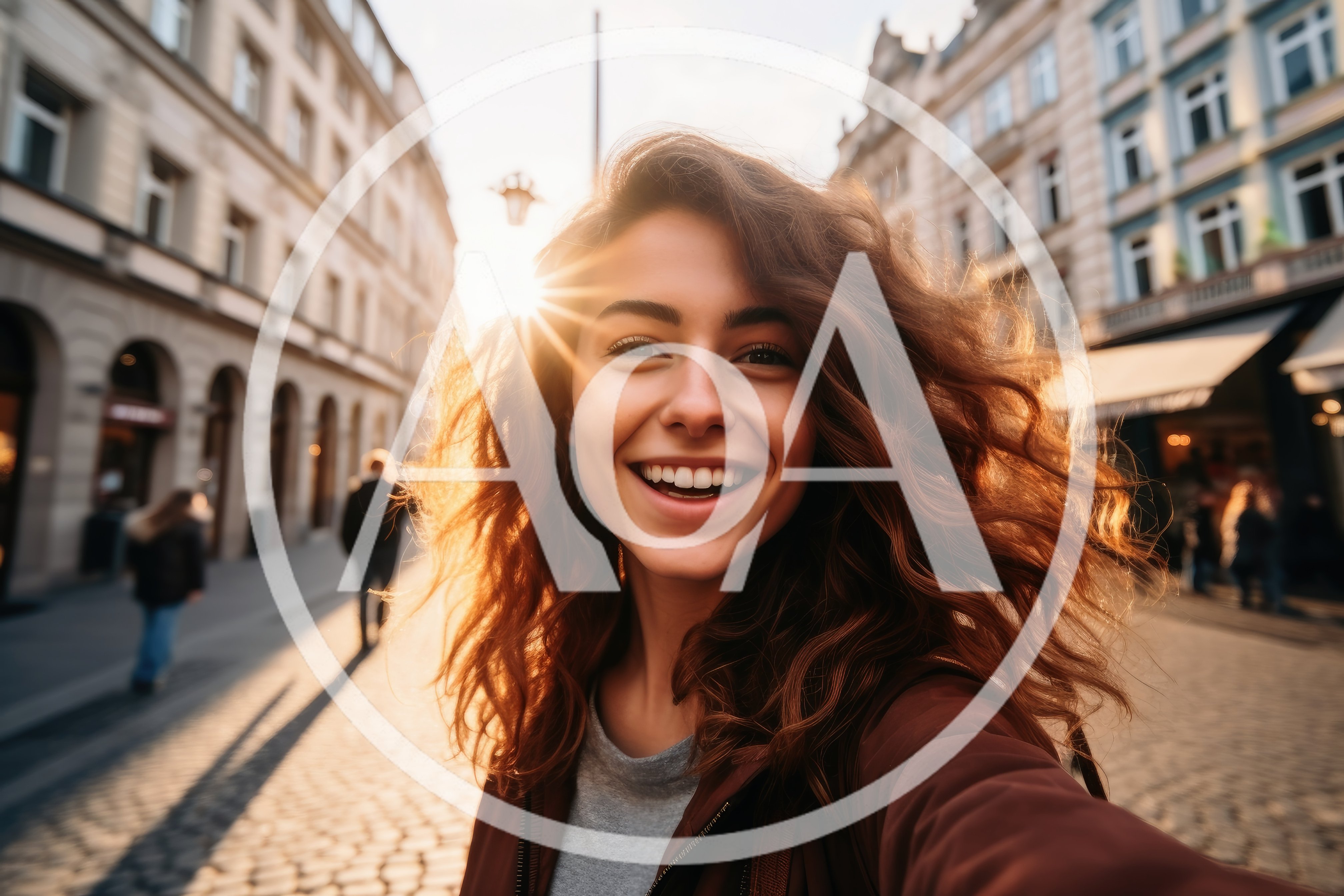 Young Woman Taking A Selfie On A Sunny Street