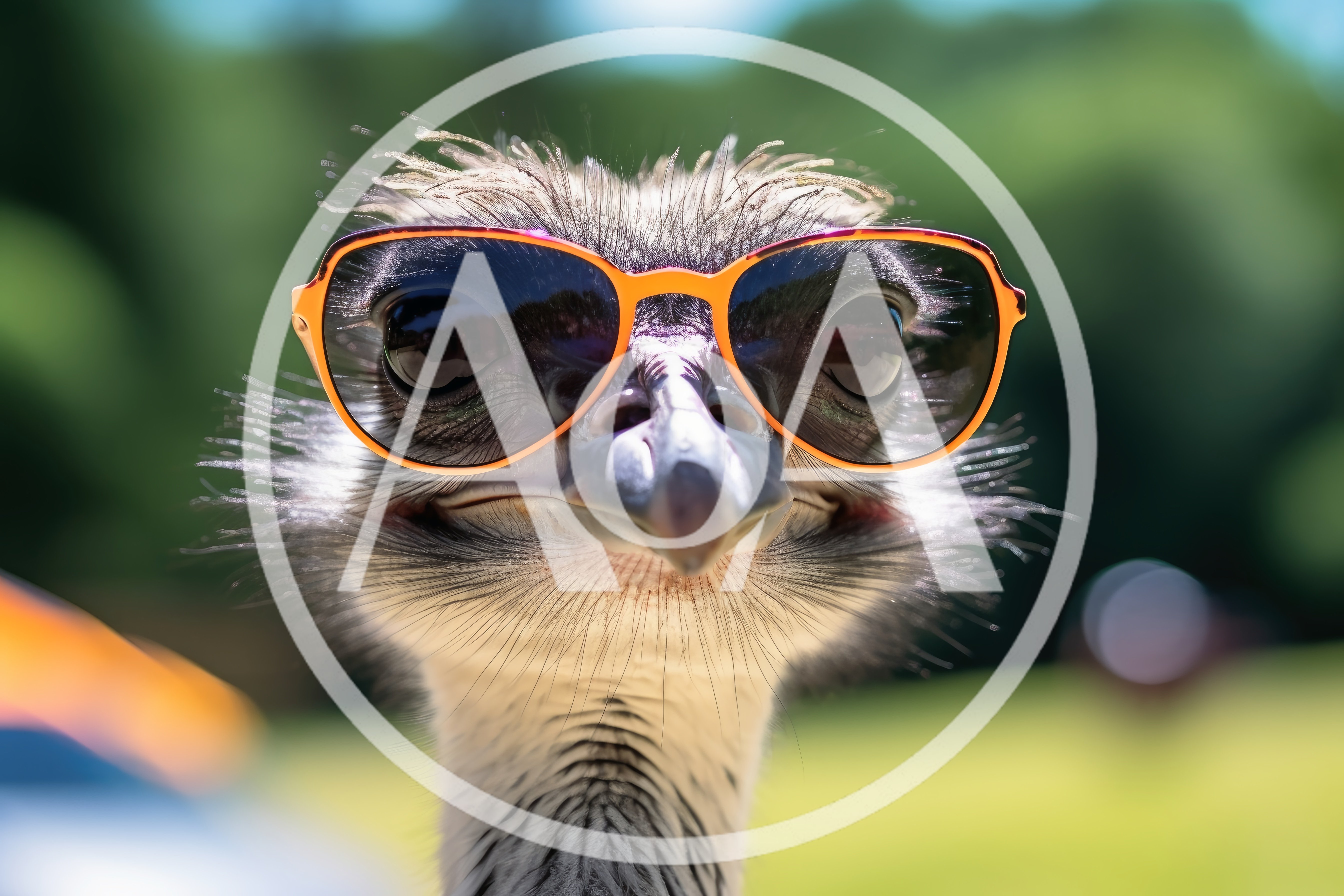 Close Up Portrait Of An Emu Wearing Sunglasses