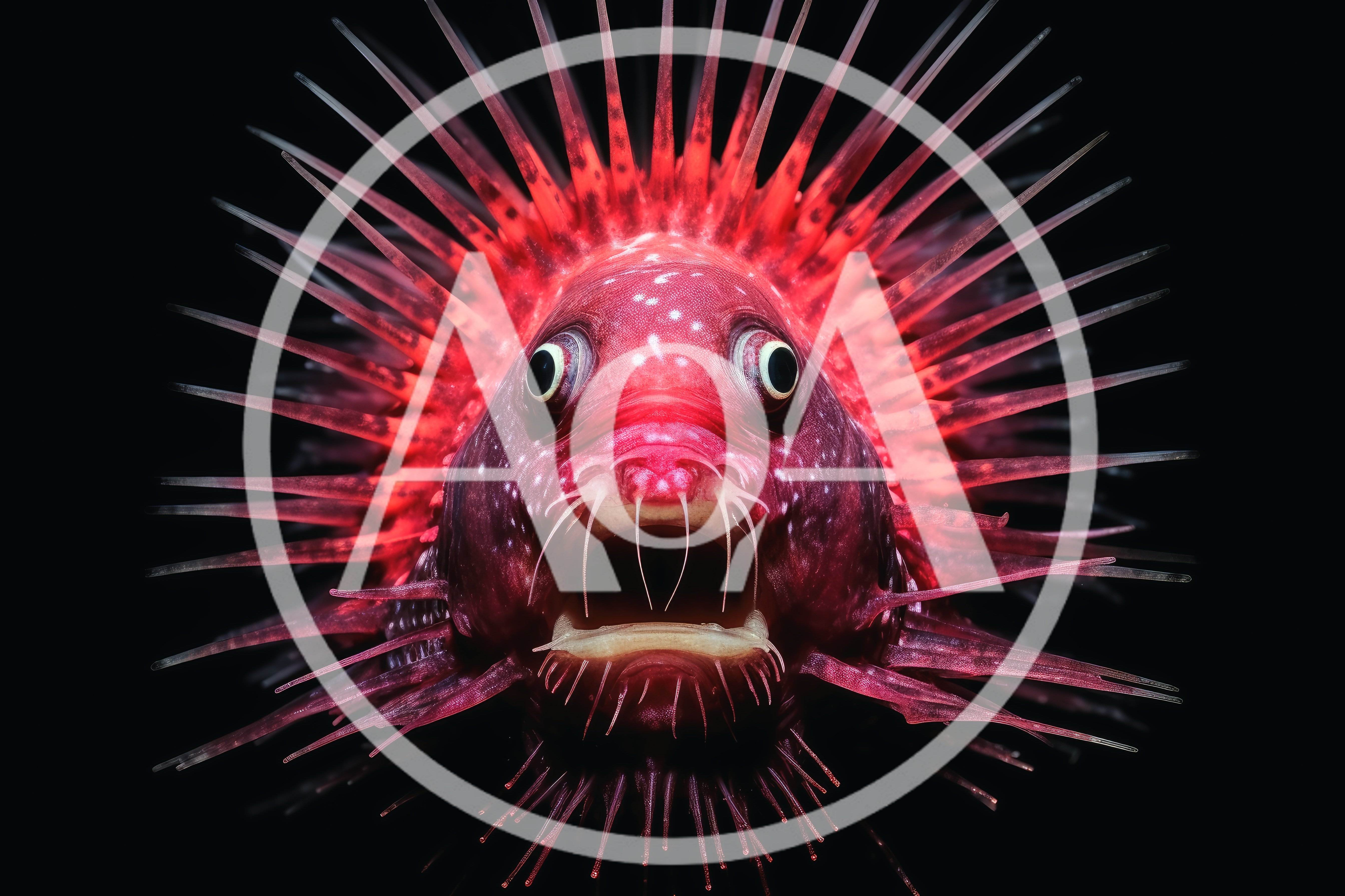 Close Up Portrait Of A Spiky Red Deep Sea Fish
