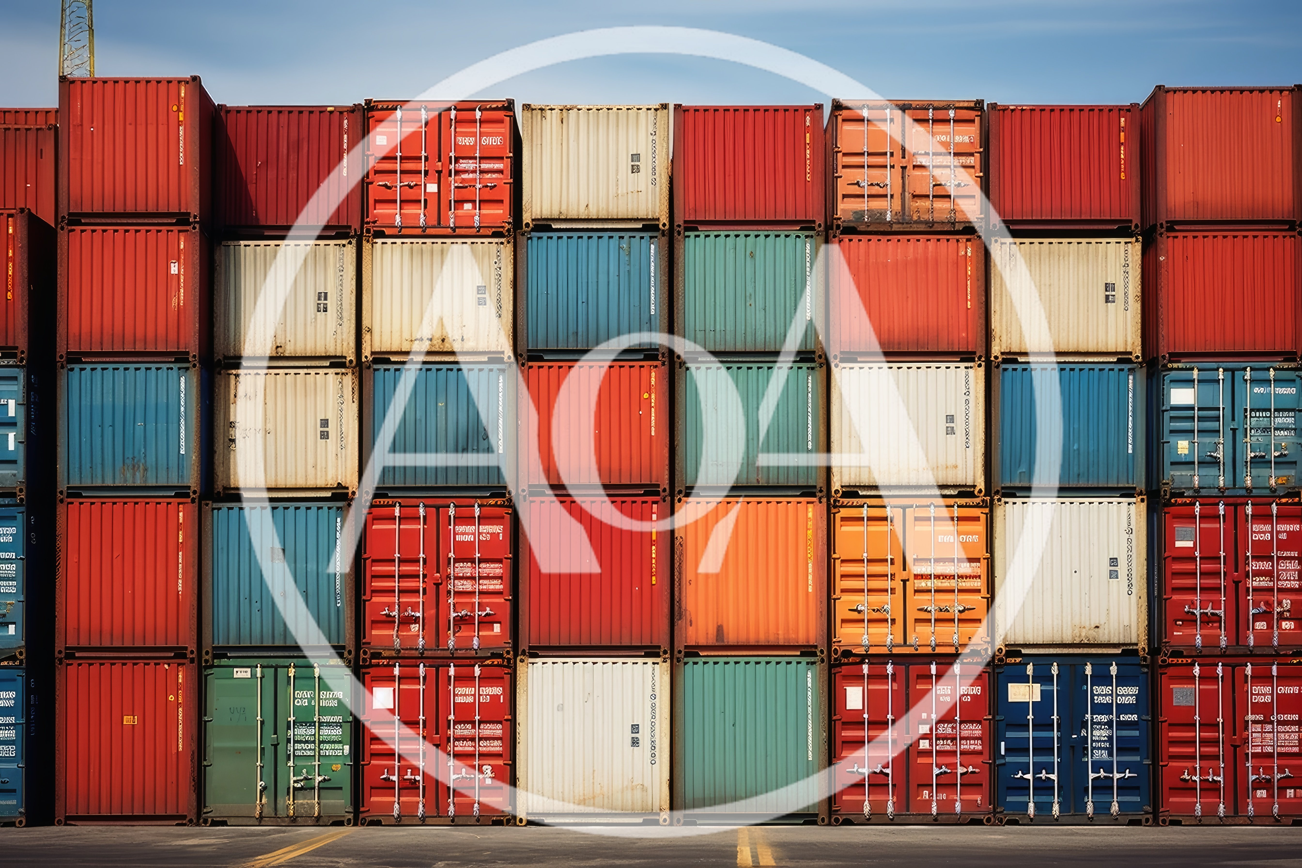Stacked Shipping Containers In A Port Terminal