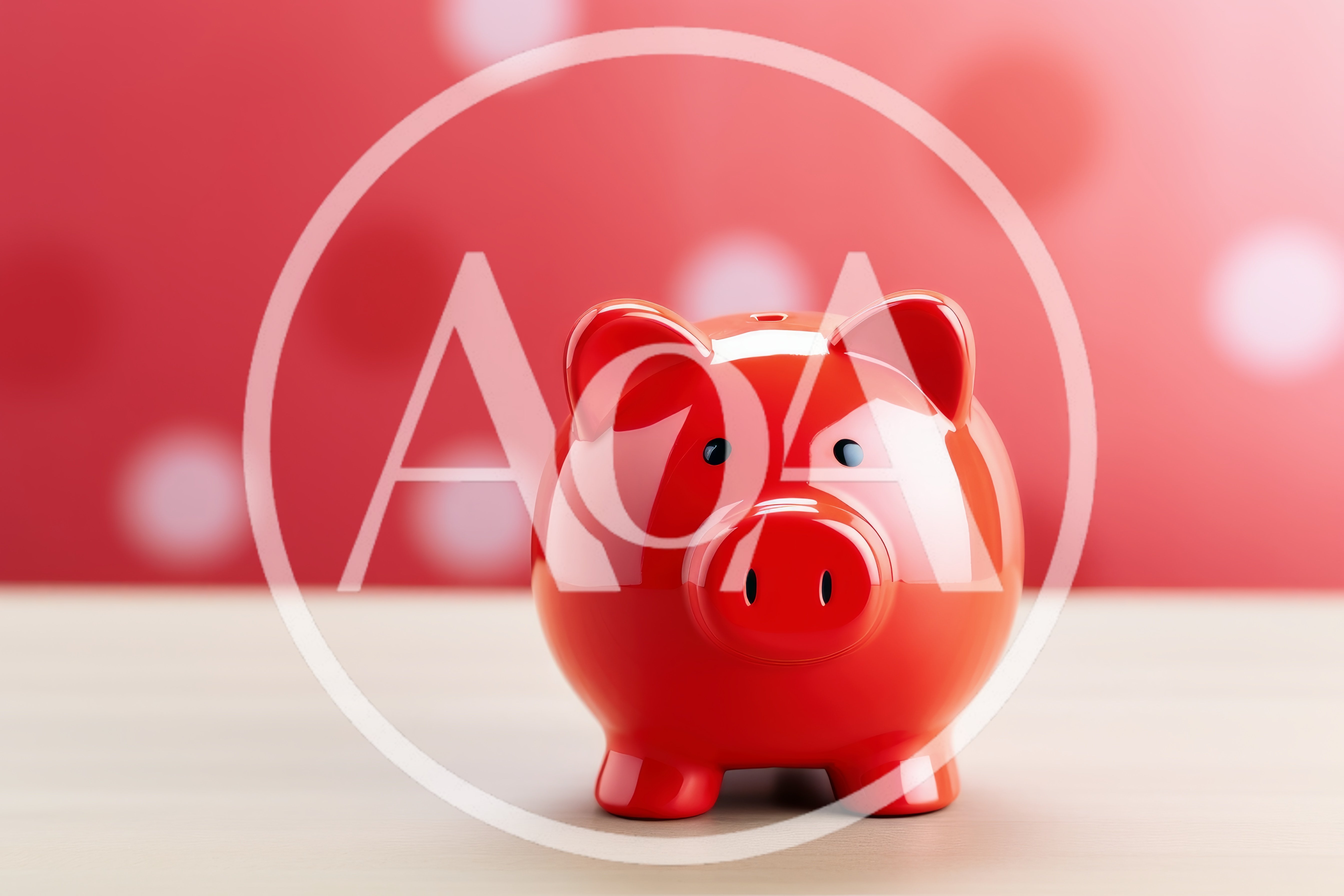 Red Piggy Bank On A Wooden Surface