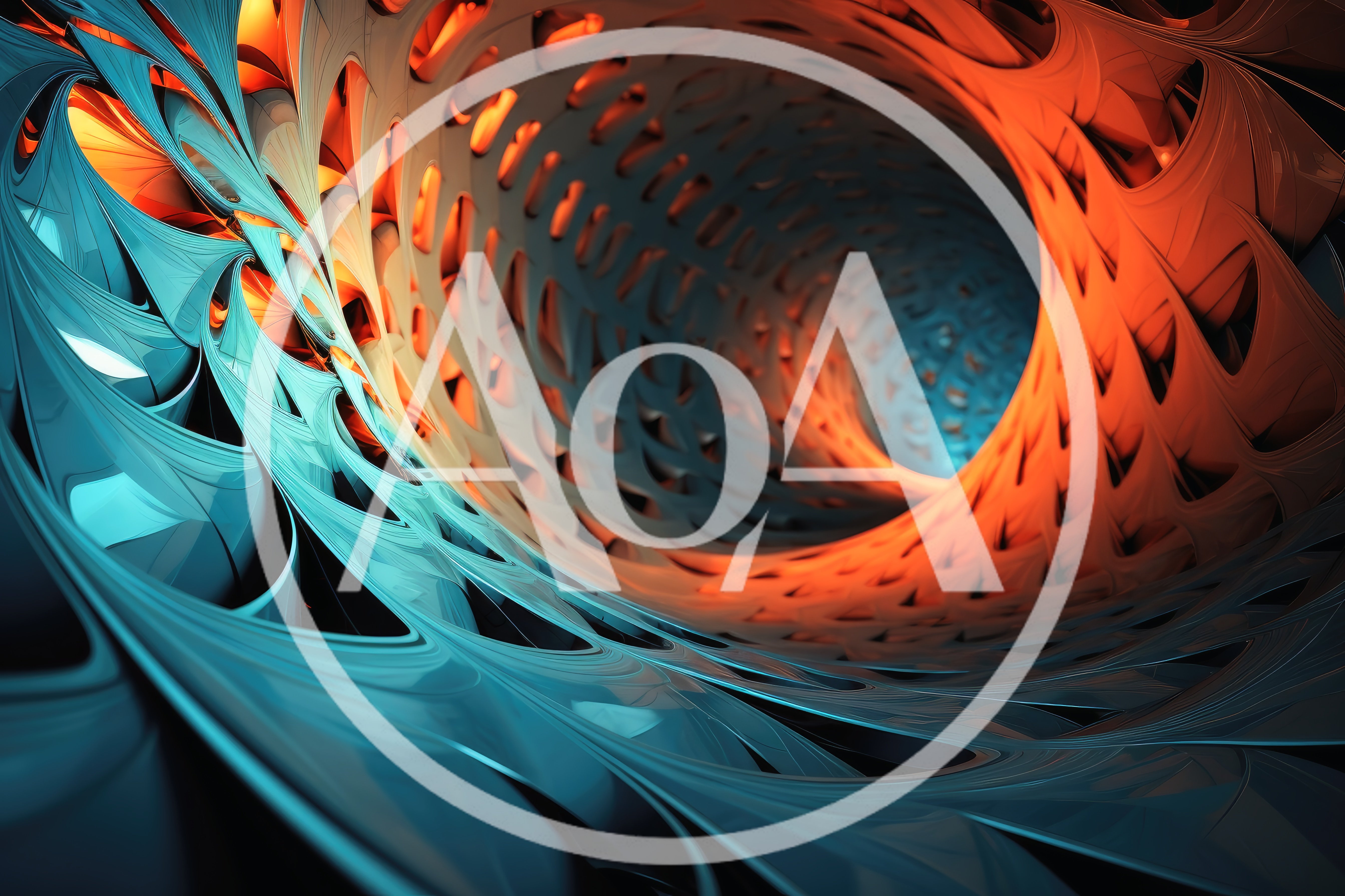 Abstract 3D Tunnel With Glowing Orange And Blue Structures