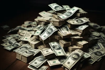 Large Pile Of Stacked Hundred Dollar Bills