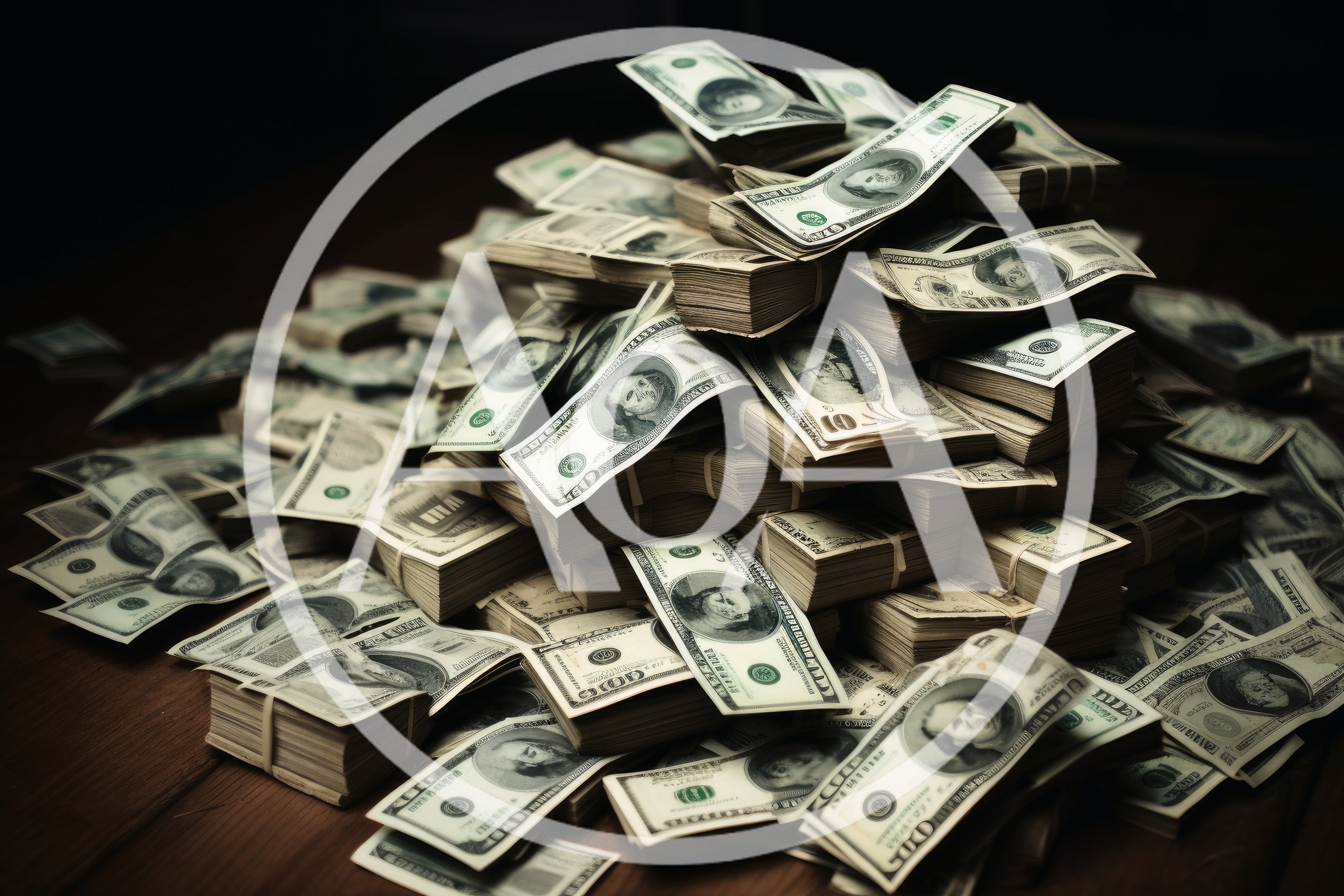 Large Pile Of Stacked Hundred Dollar Bills